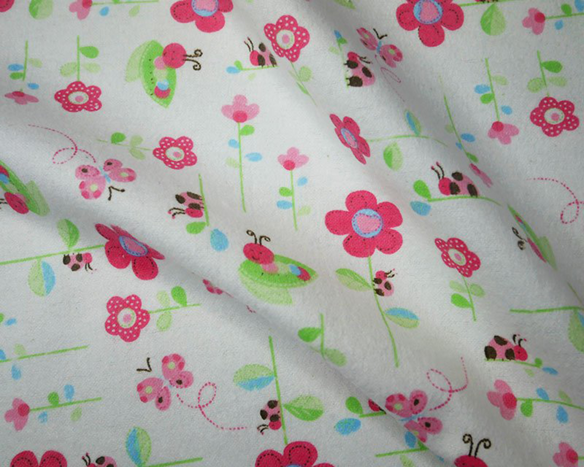 Brushed Cotton Fabric Small Flowers Flannel Super Soft On Both Sides Butterfly