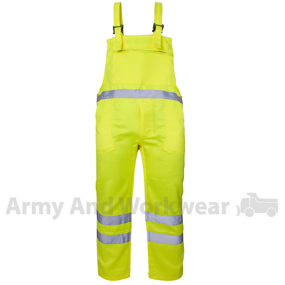 Hi Viz Bib and Brace Engineers Overalls Work Dungarees & Bib Trousers