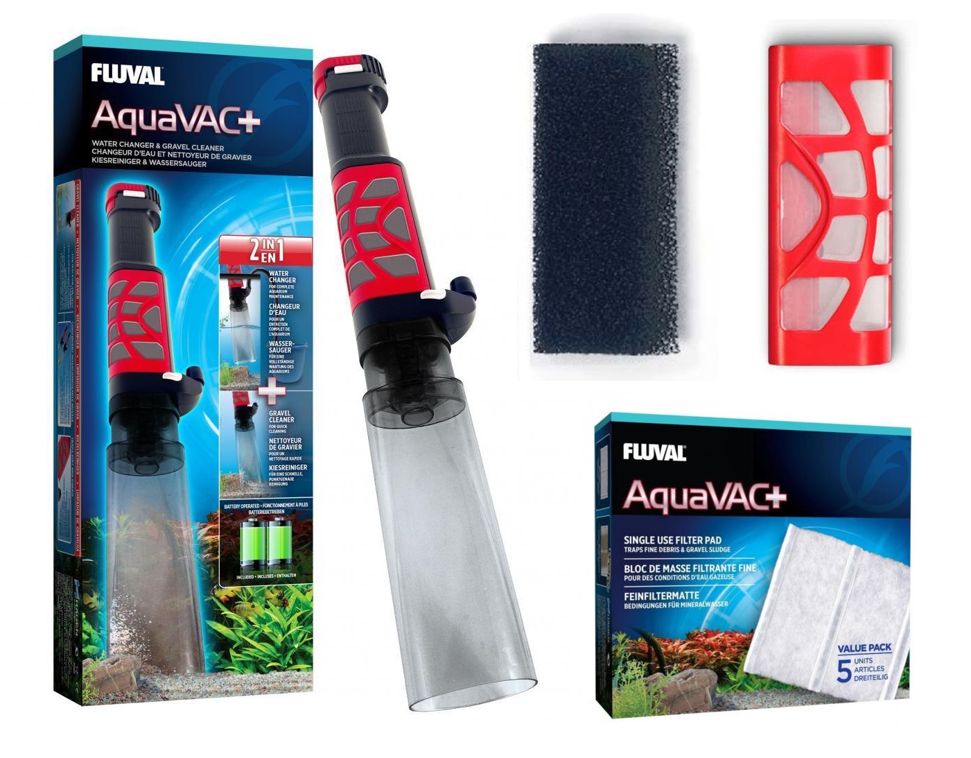 FLUVAL AquaVAC+ AQUARIUM GRAVEL VACUUM FOAM VAC FILTER CARTRIDGE PAD