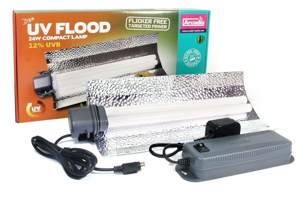 ARCADIA D3+ UV FLOOD COMPACT LAMP 12 UVB REPTILE LIGHT TUBE LIGHTING