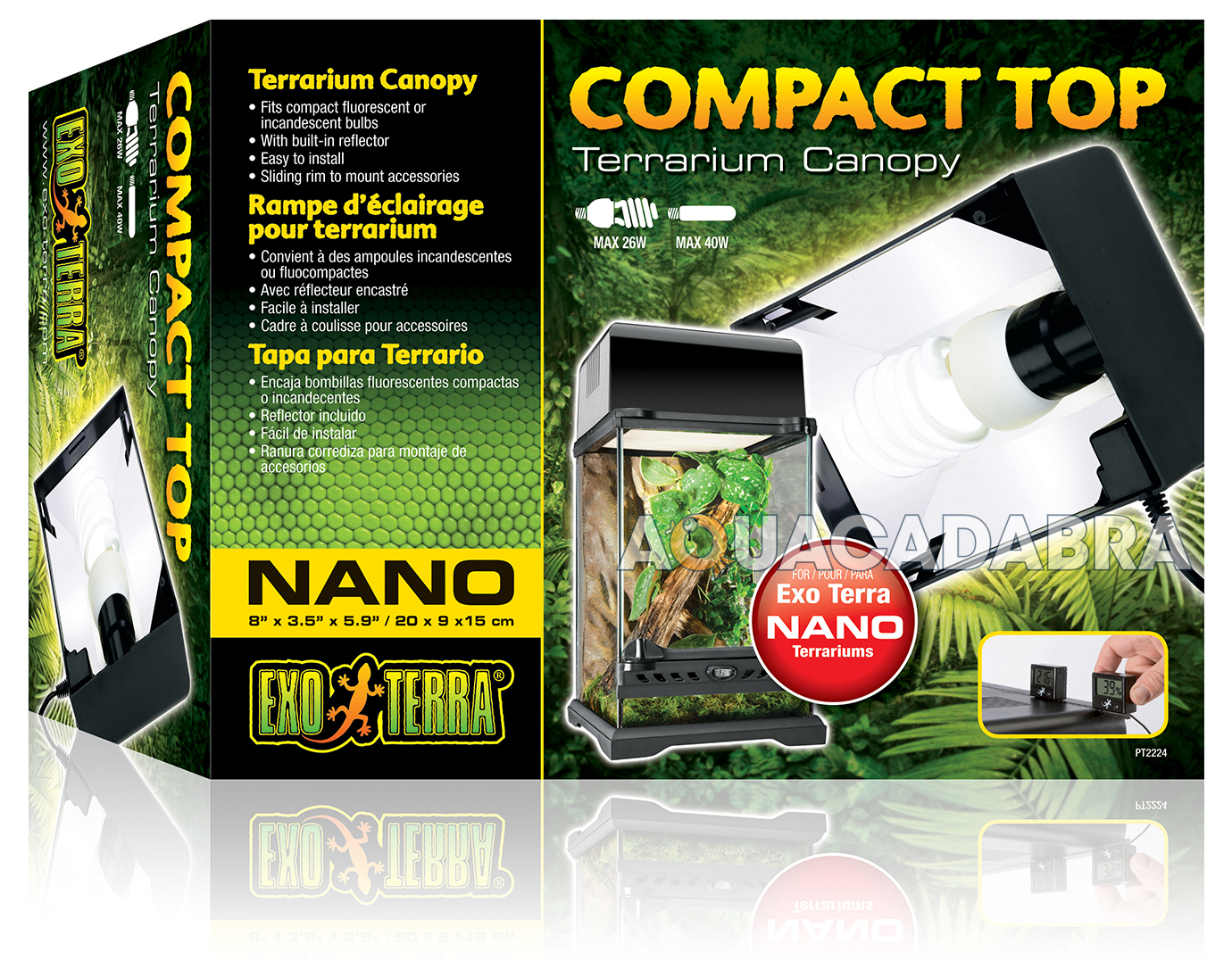 EXO TERRA COMPACT TOPS TERRARIUM CANOPY FLUORESCENT LIGHTING REPTILE