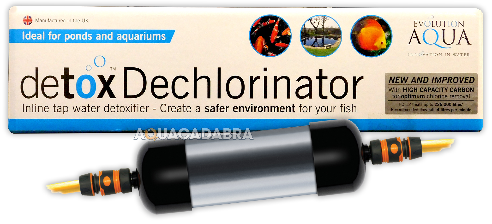 EVOLUTION AQUA DETOX DECHLORINATOR CARBON GARDEN POND KOI FISH IN LINE