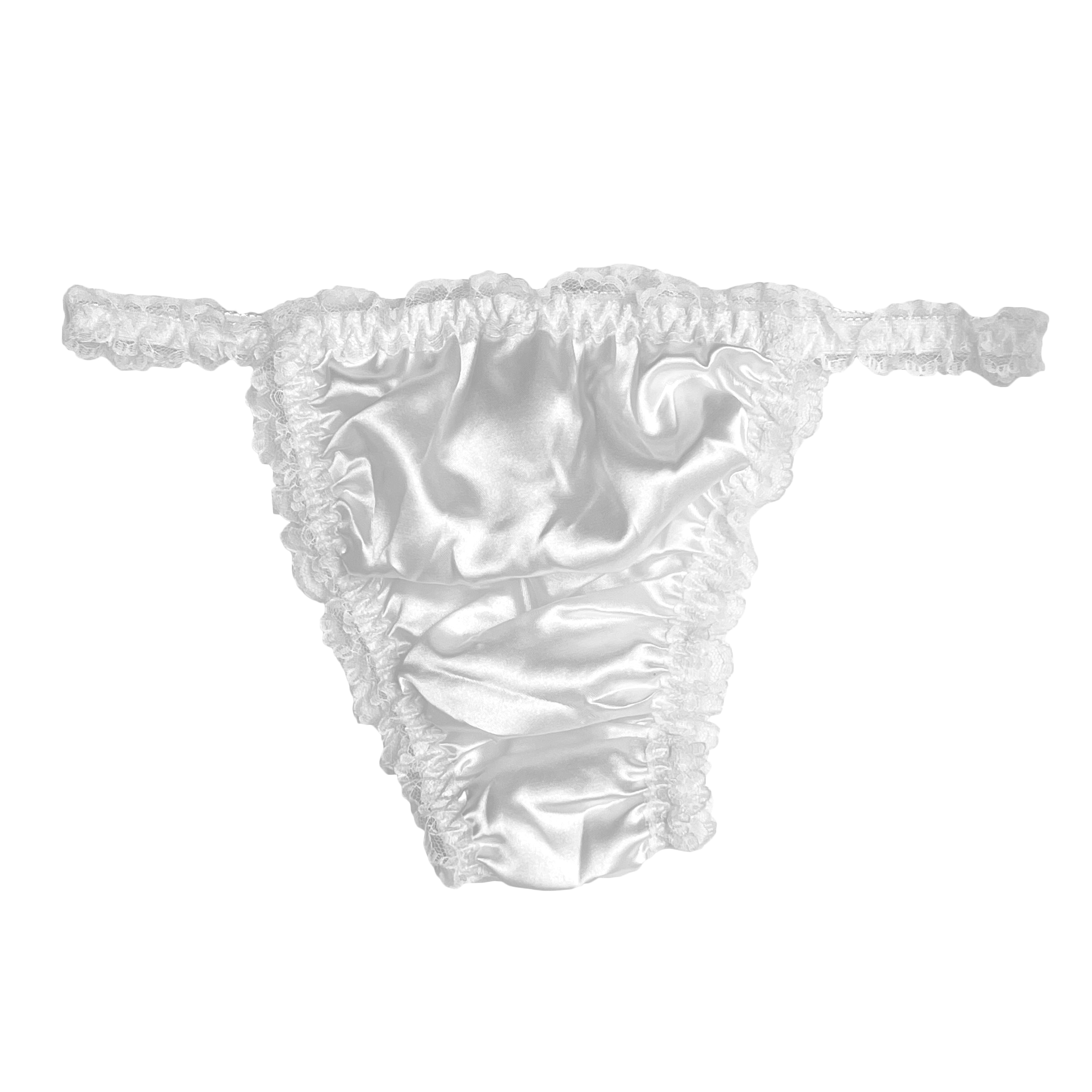 Satin Silky Sissy CDTV Frilly Lace Bikini Tanga Knickers Panties Sizes