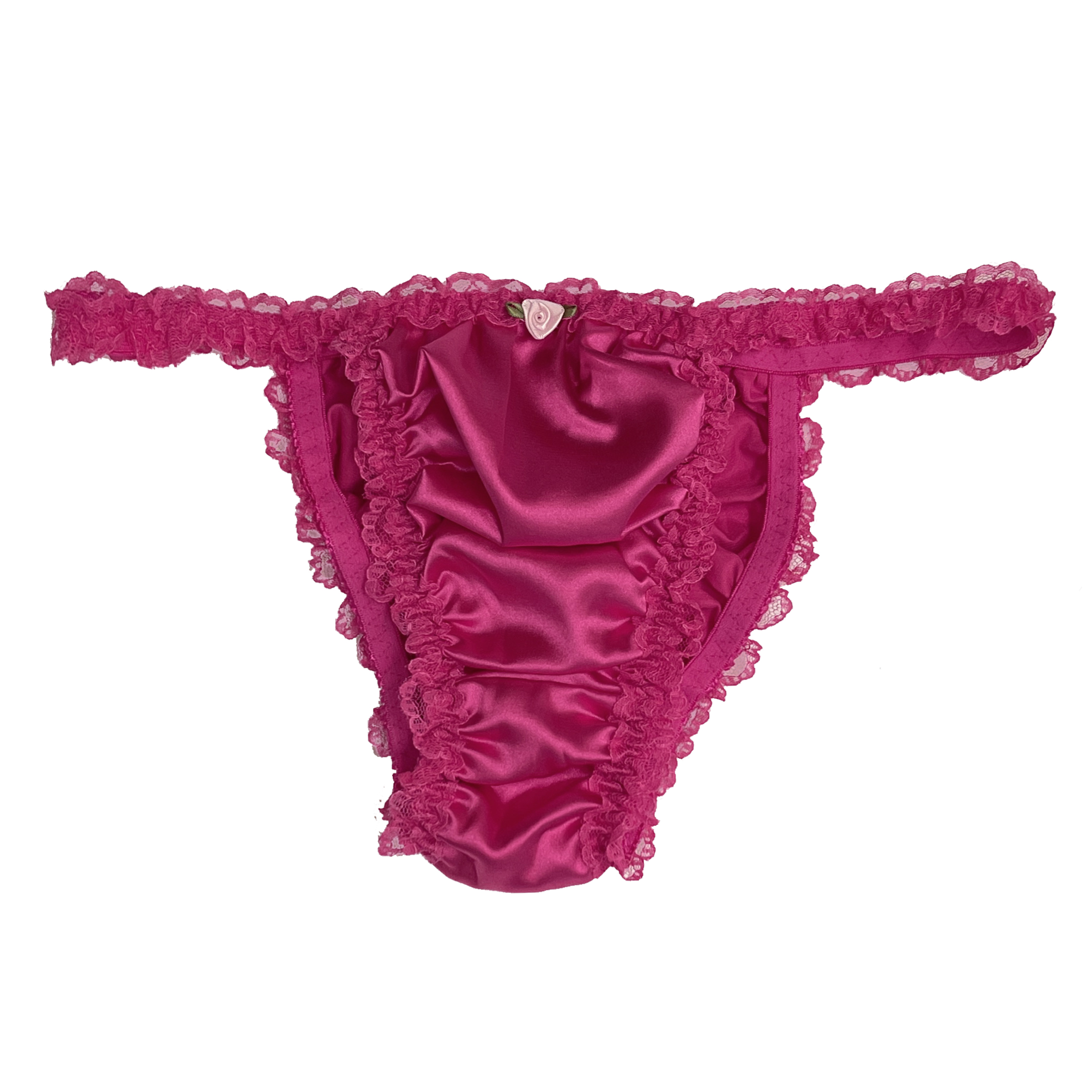 Satin Silky Sissy CDTV Frilly Lace Bikini Tanga Knickers Panties Sizes