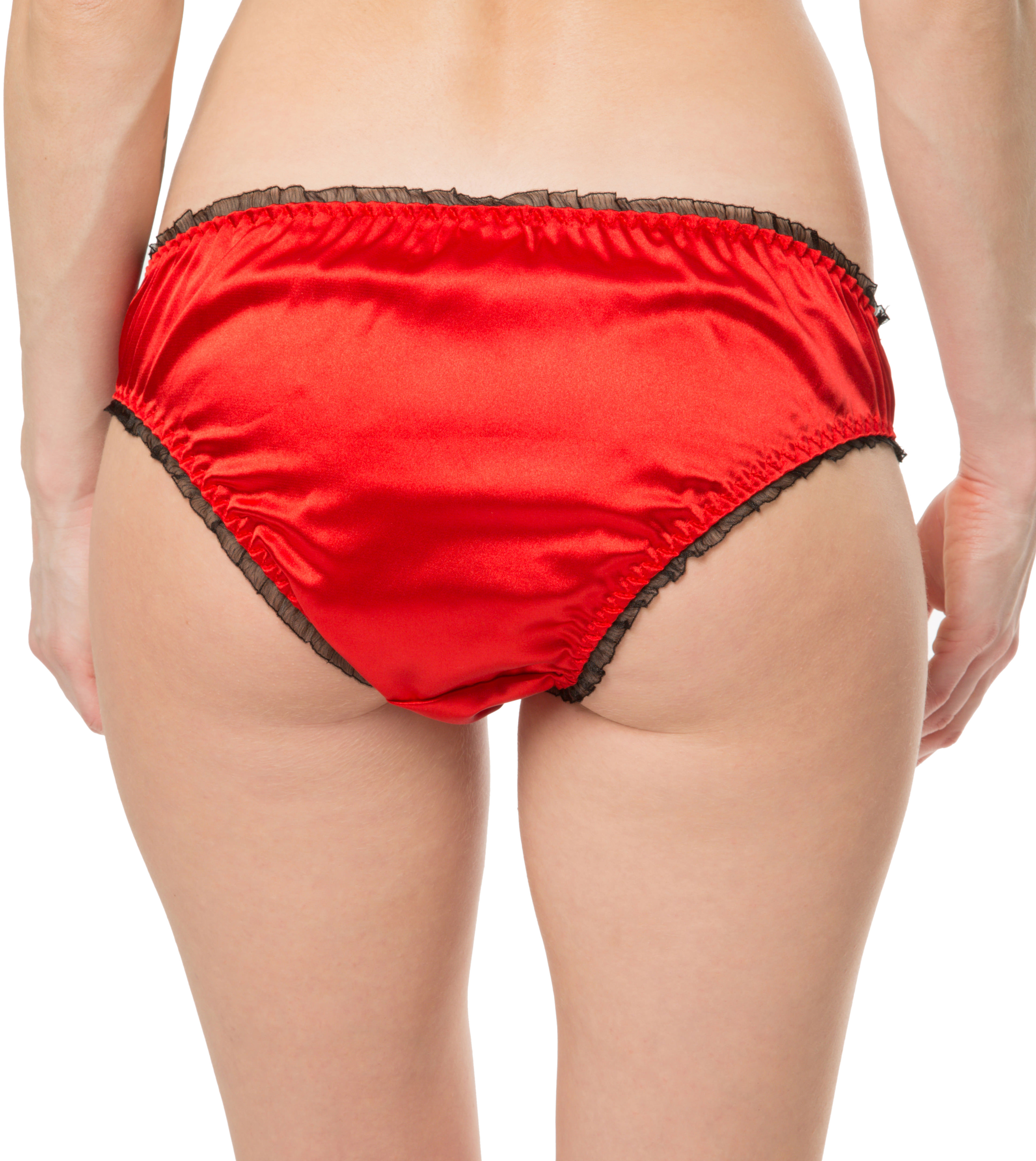 Red Satin Frilly Sissy Panties Bikini Knicker Underwear Briefs Size Ebay