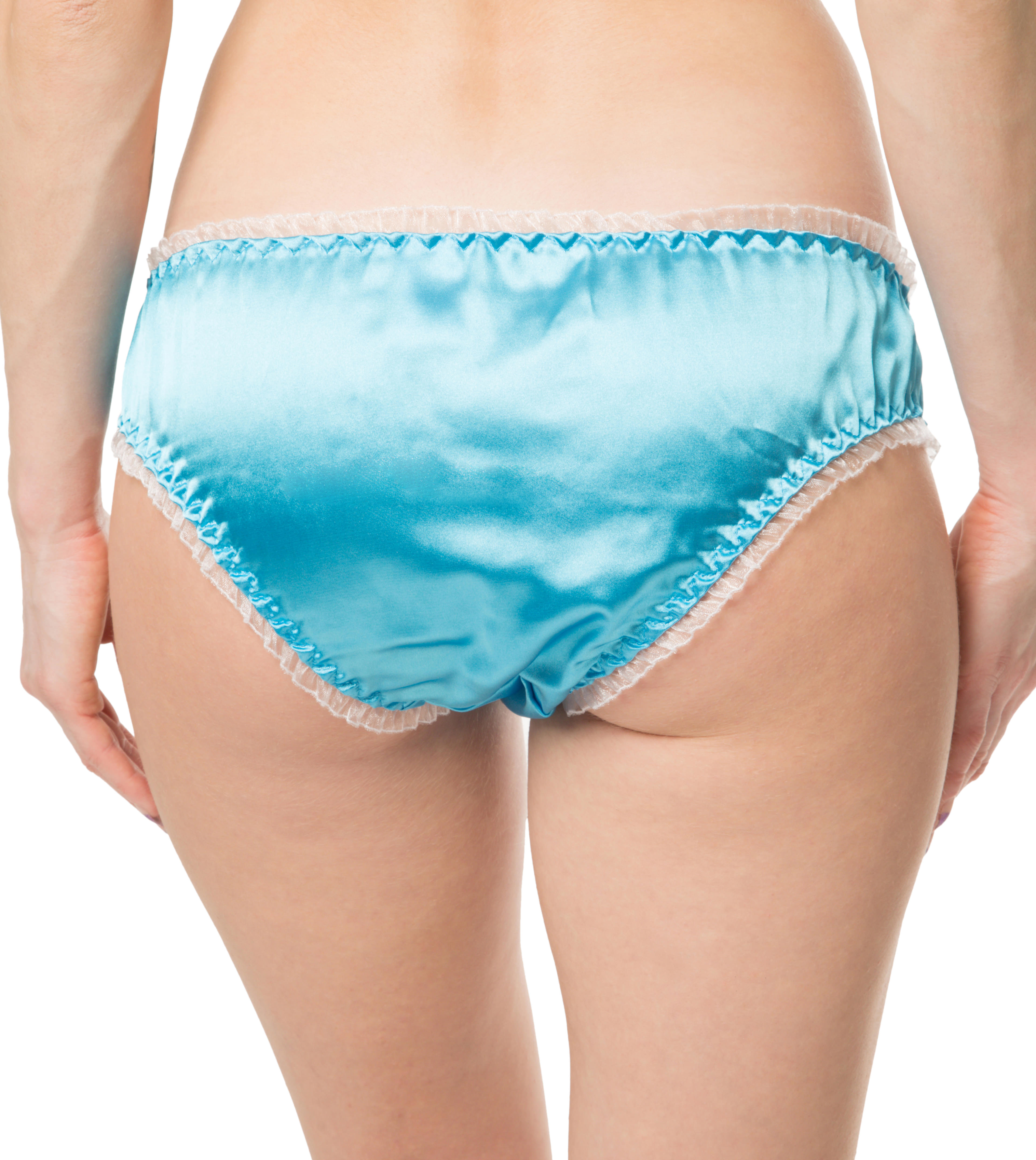 Aqua Blue Satin Frilly Sissy Panties Bikini Knicker Underwear Briefs Size Ebay