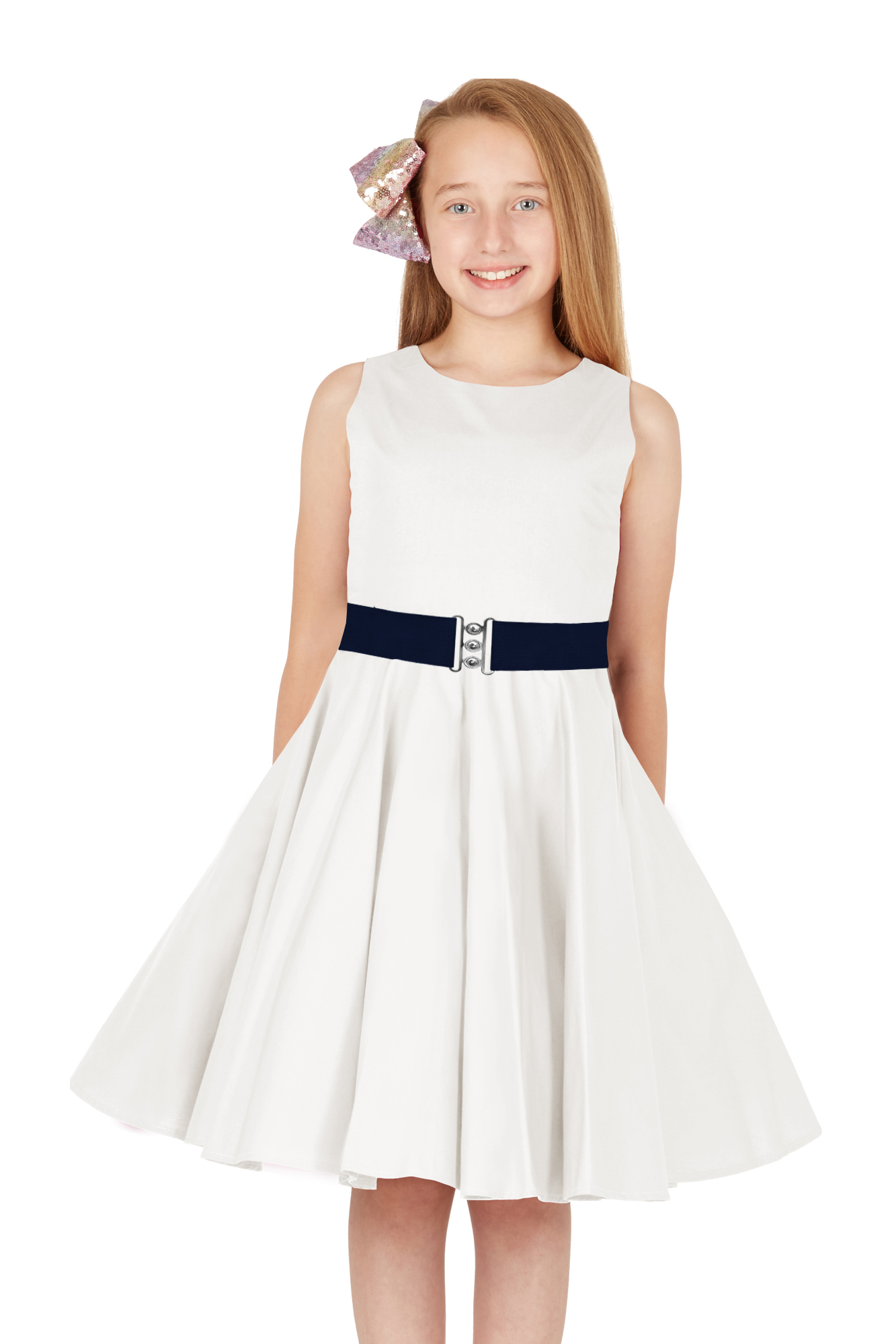 BlackButterfly Girls 2 Inches Wide Clasp Buckle Elastic Dress Belt 3-14 YRS
