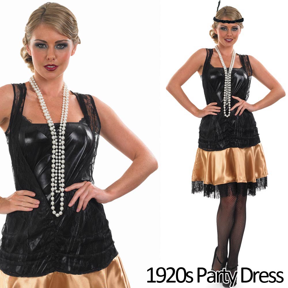 20s Fancy Dress Mens Ladies 1920s Gangster Costume / Womens Flapper