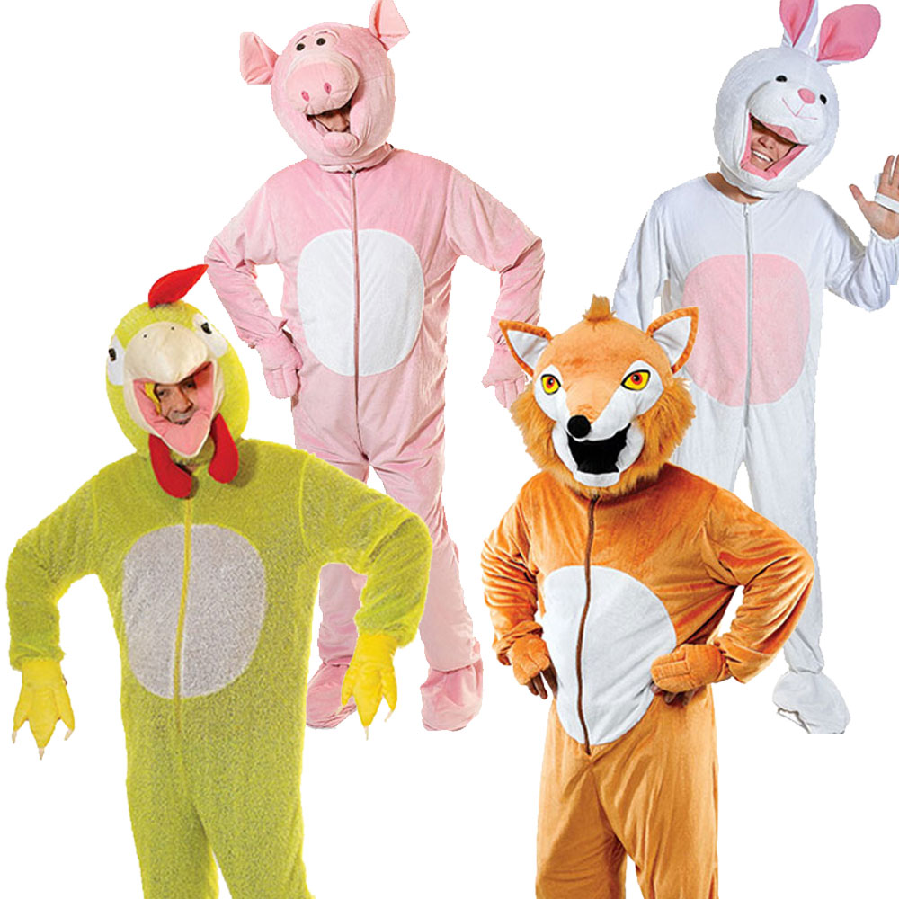 ADULT ANIMAL SUIT FANCY DRESS COSTUME FARM YARD FOX / CHICKEN
