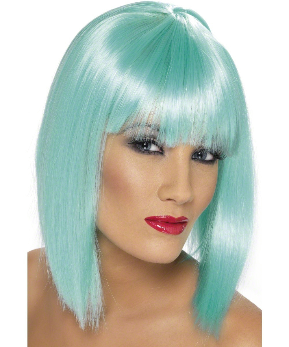 Ladies Short Neon Fancy Dress Wig Blue Aqua Green Red Orange Yellow Pink Purple Ebay 