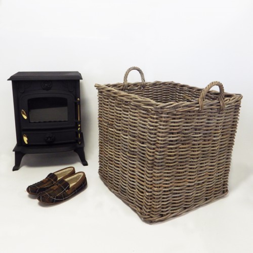 grey wicker toy box