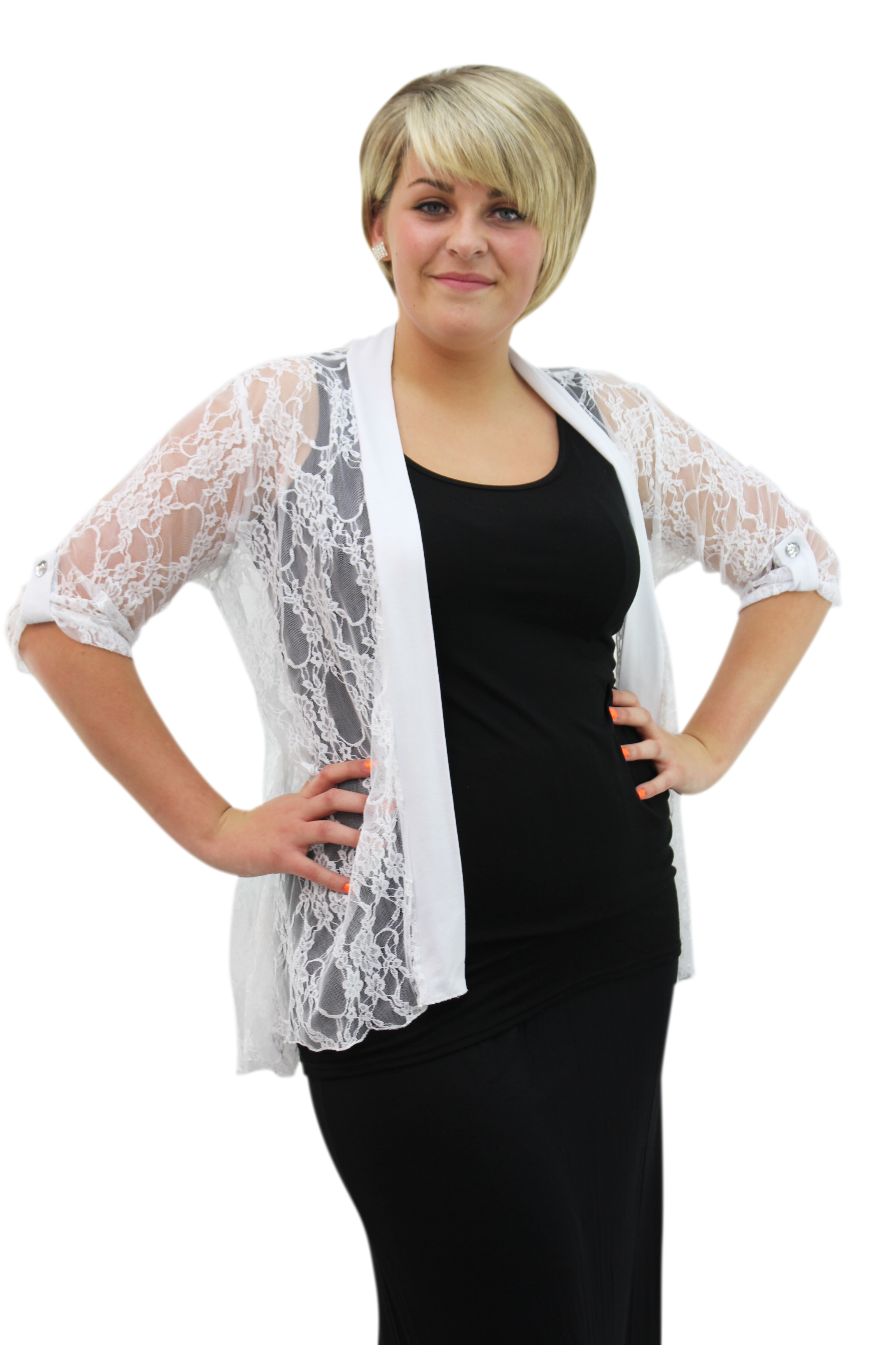 New Ladies Plus Size Floral Lace Waterfall Cardigan Short Gem Sleeve eBay