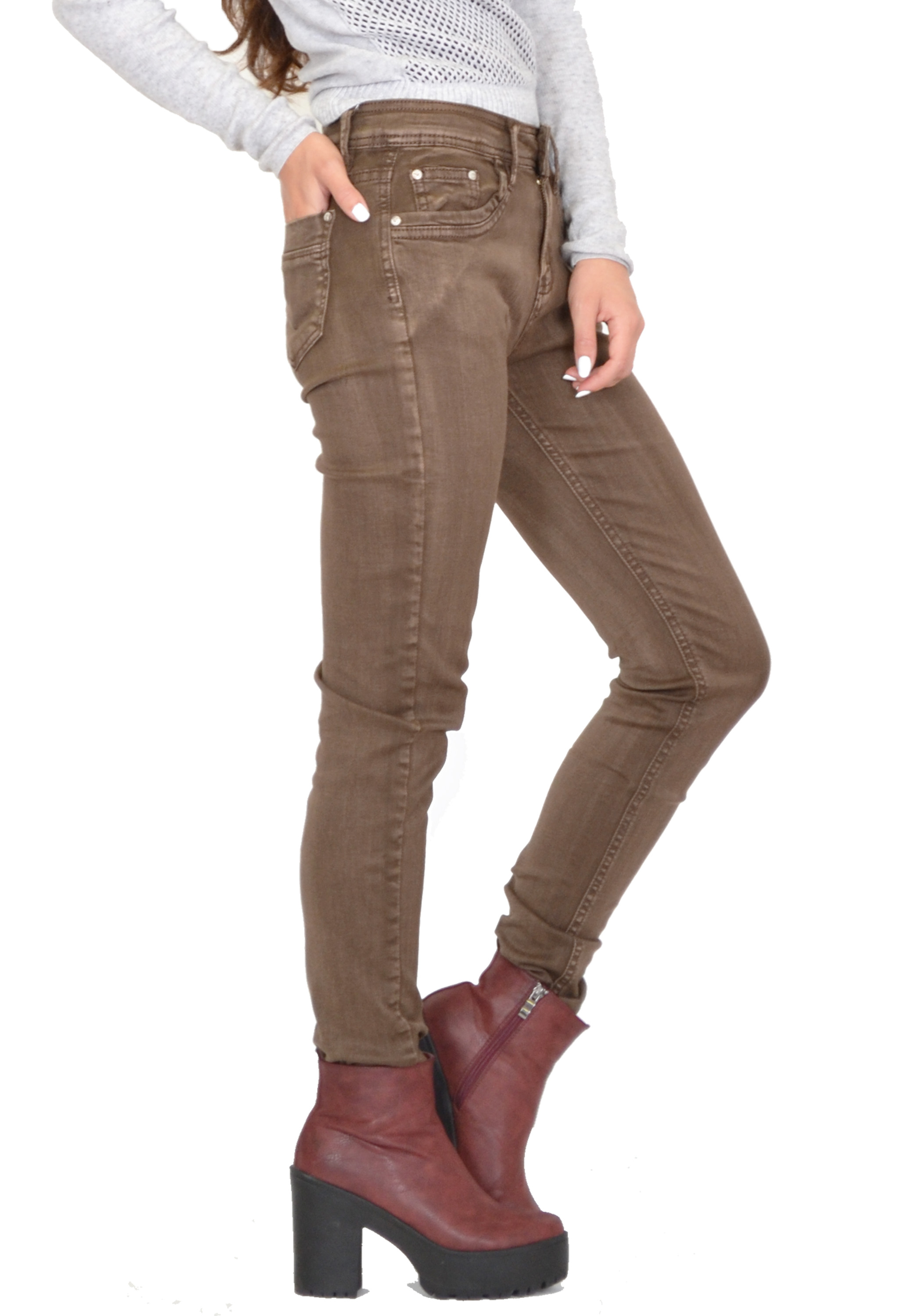 brown skinny jeans womens