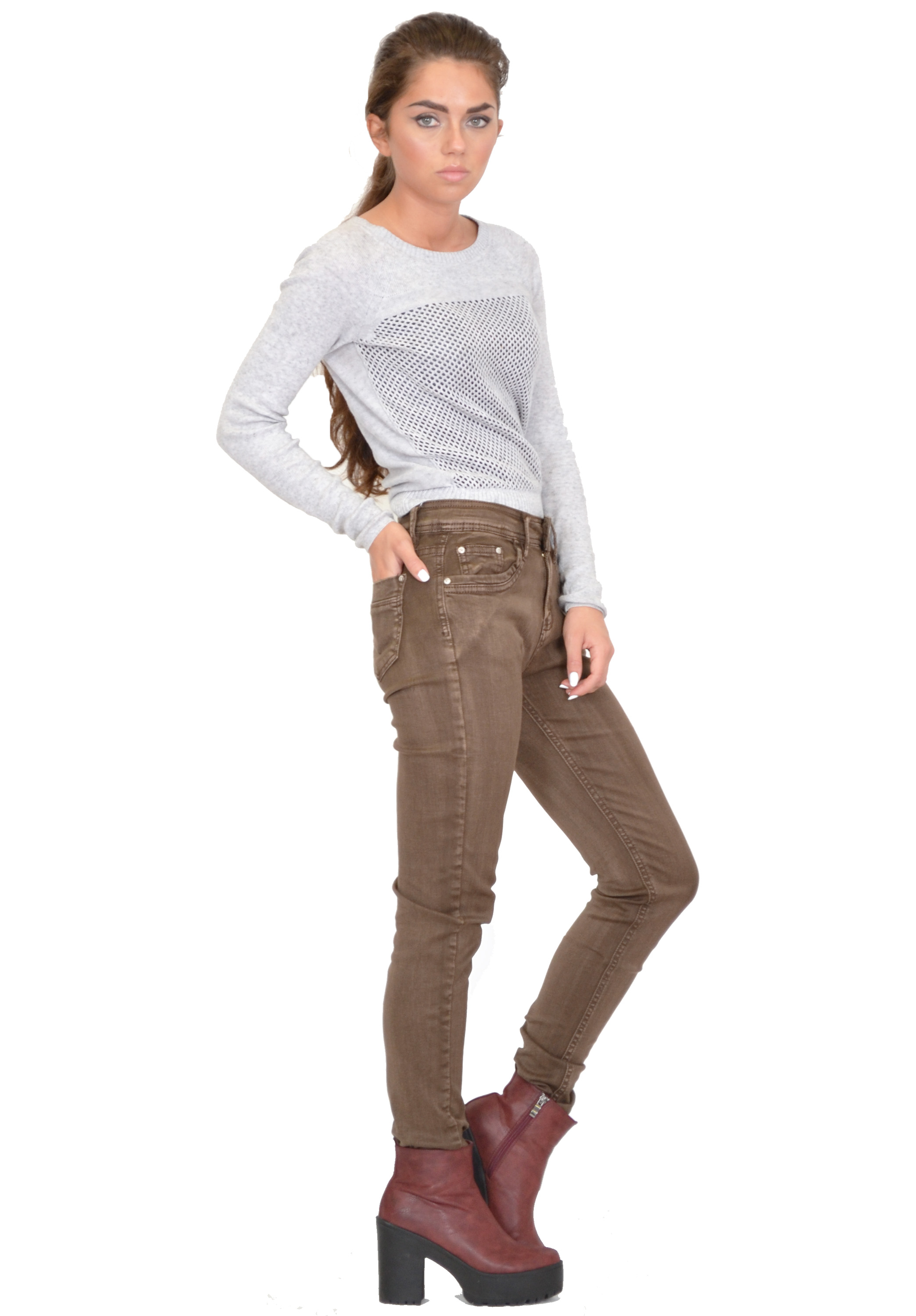 brown skinny jeans womens