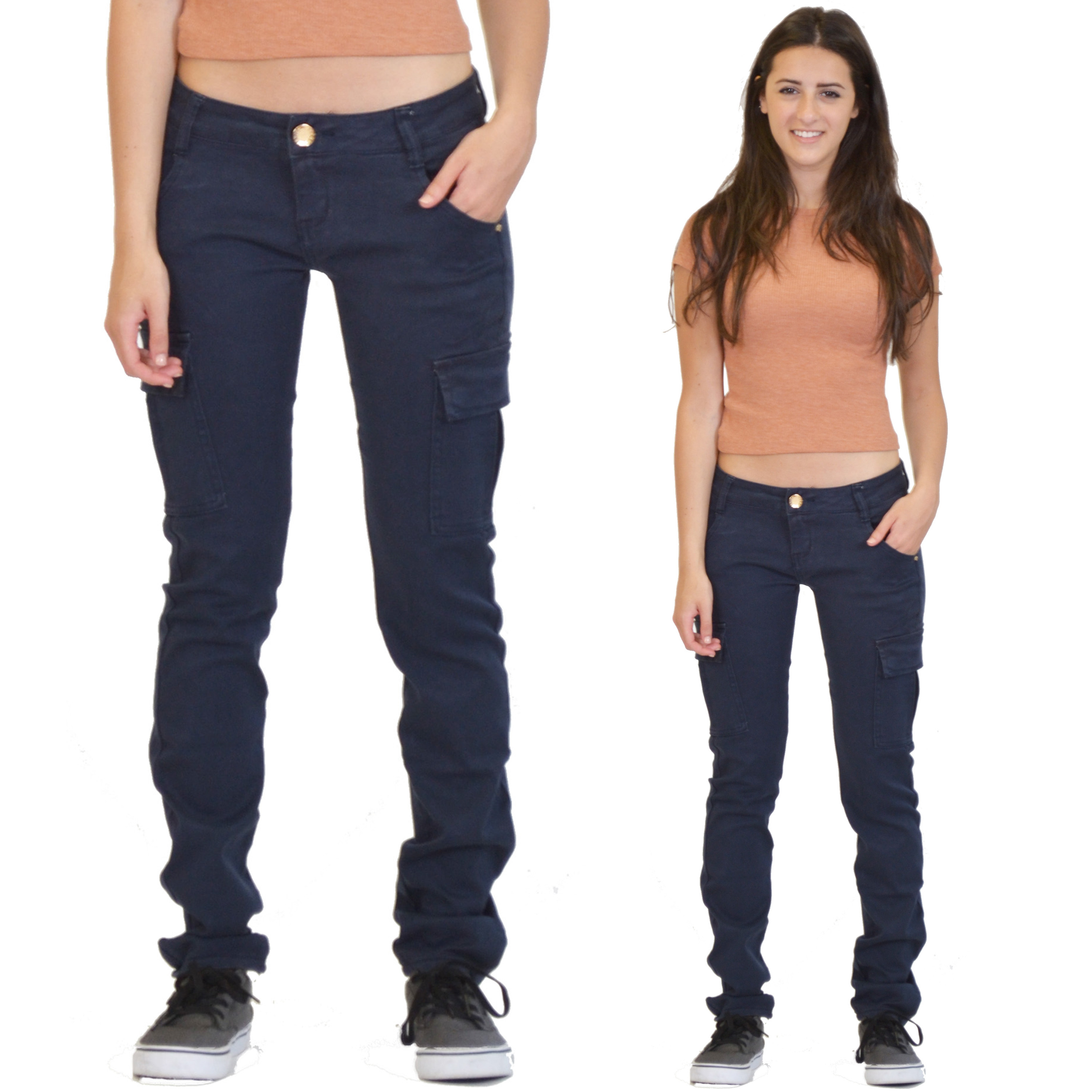 New Womens Ladies Slim Fitted Stretch Combat Jeans Pants Skinny Cargo Trousers Ebay 