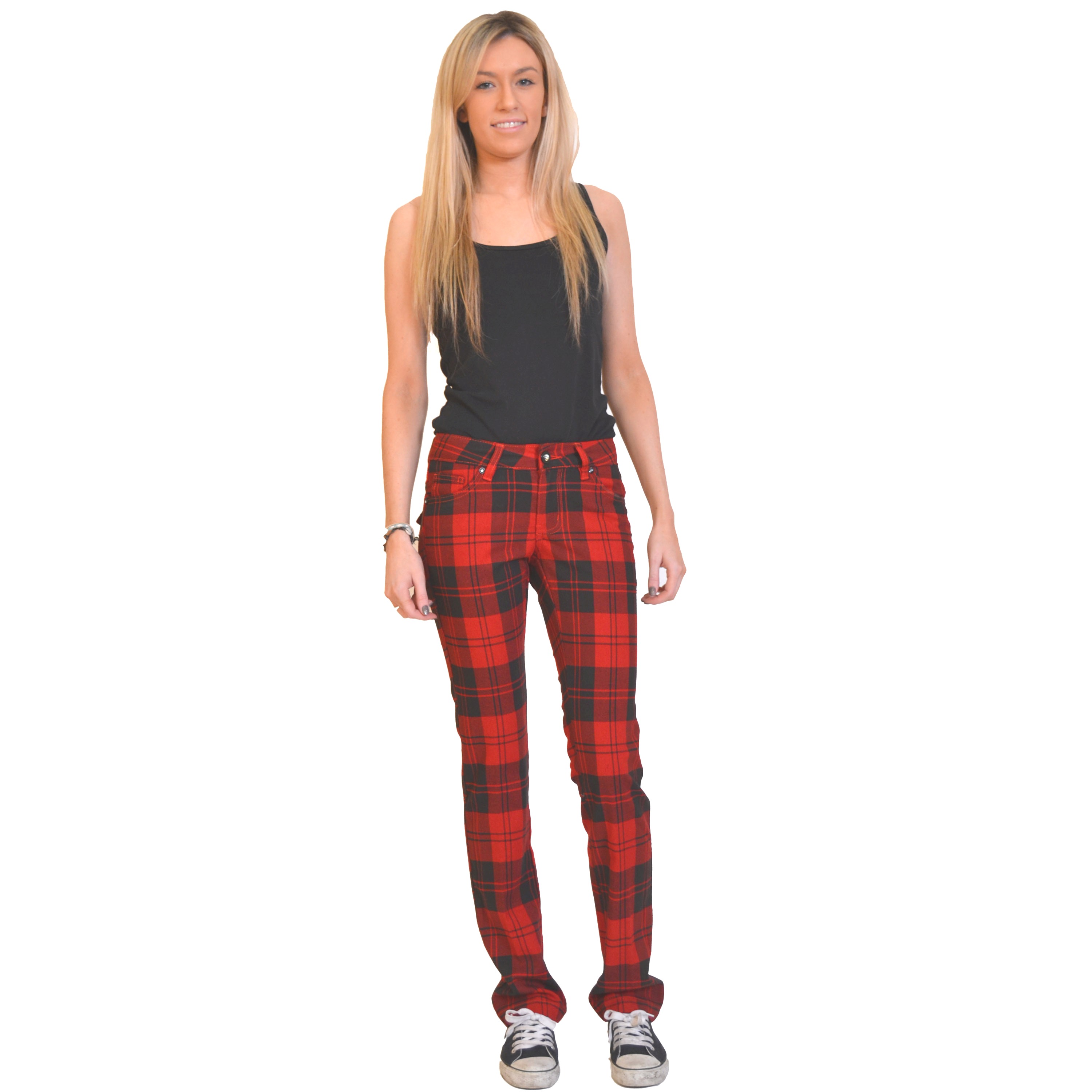 red black plaid pants