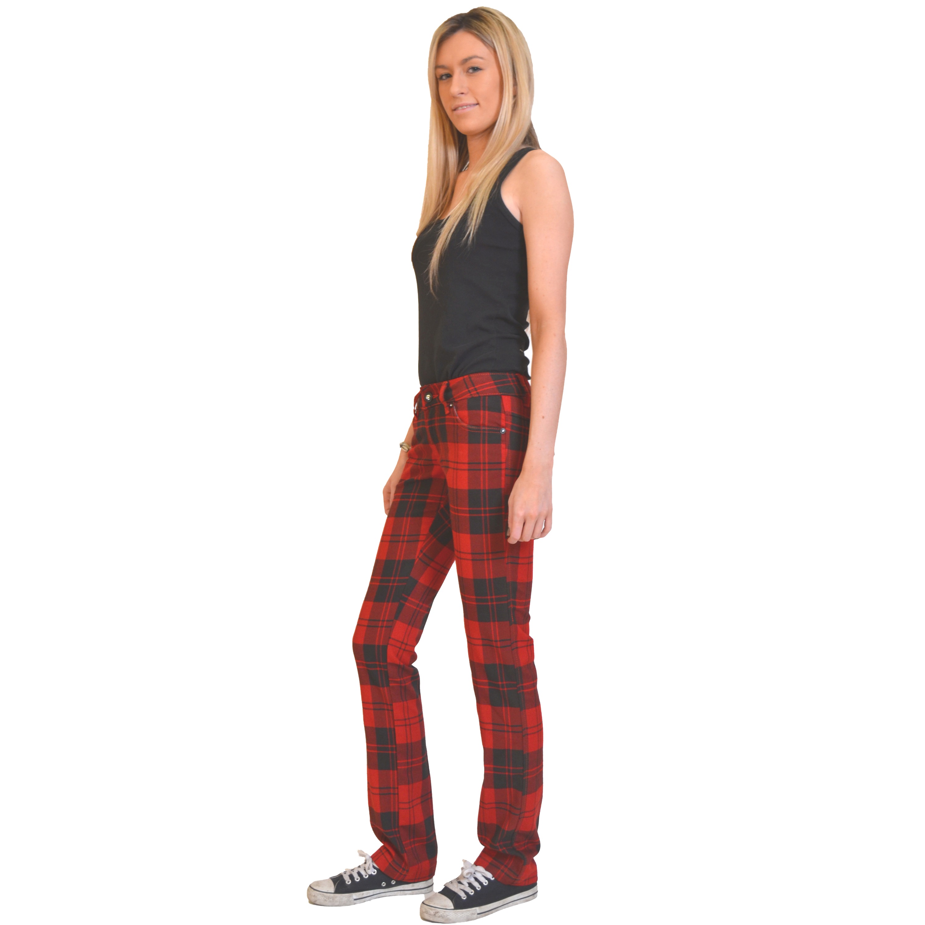 womens red tartan plaid pants