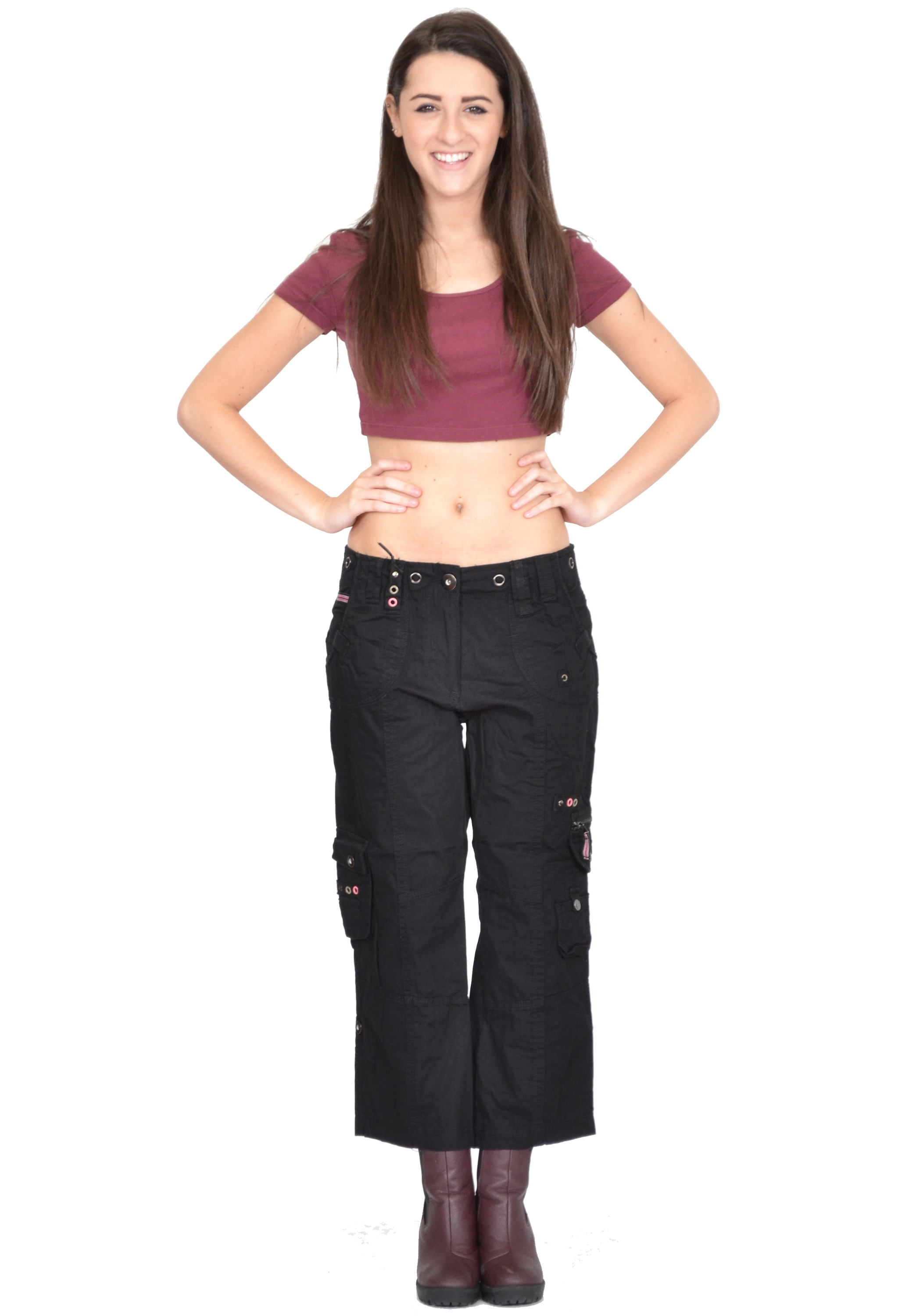 New Ladies Womens Baggy Loose Wide Cargo Combat Boyfriend Shorts 3/4