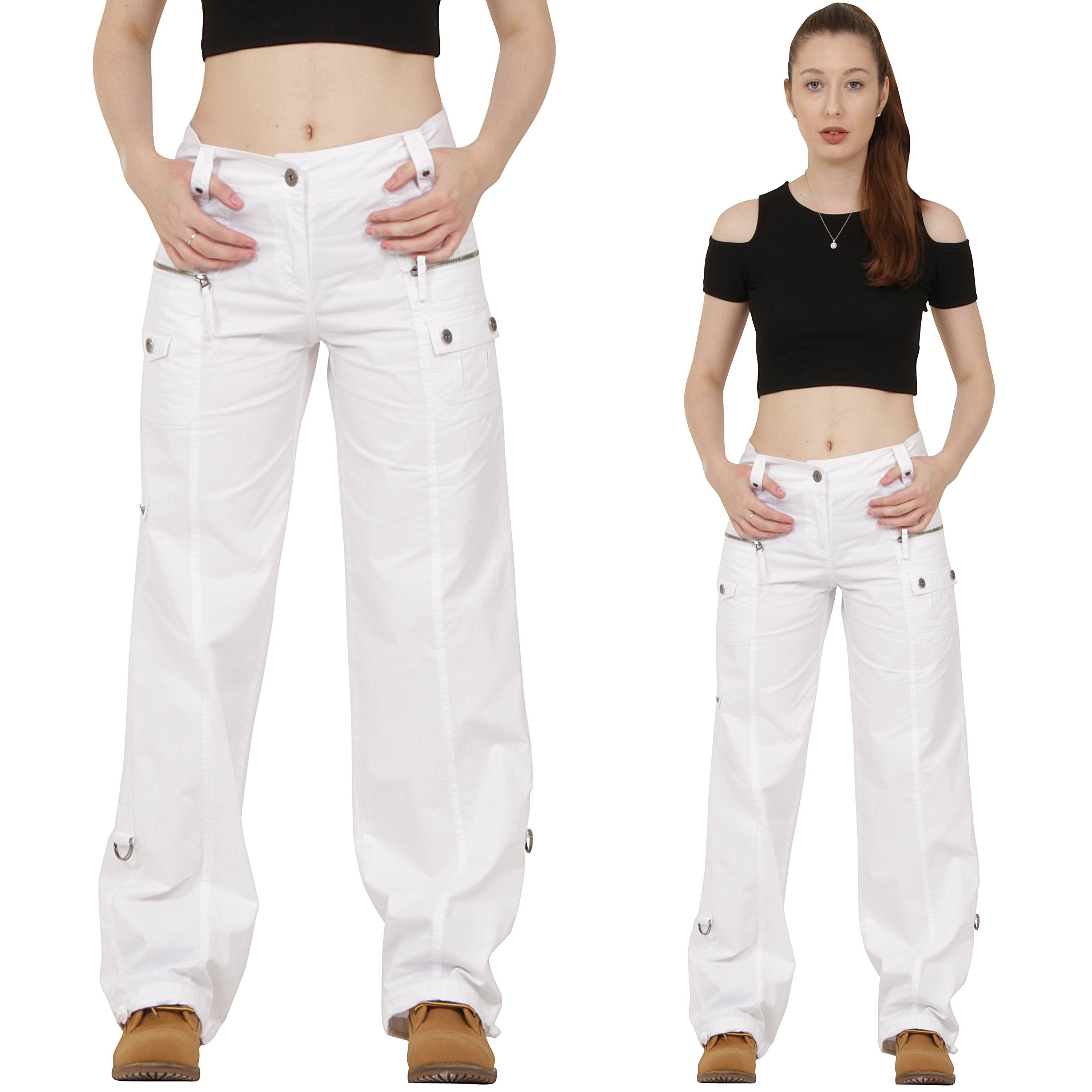 womens white cargo joggers