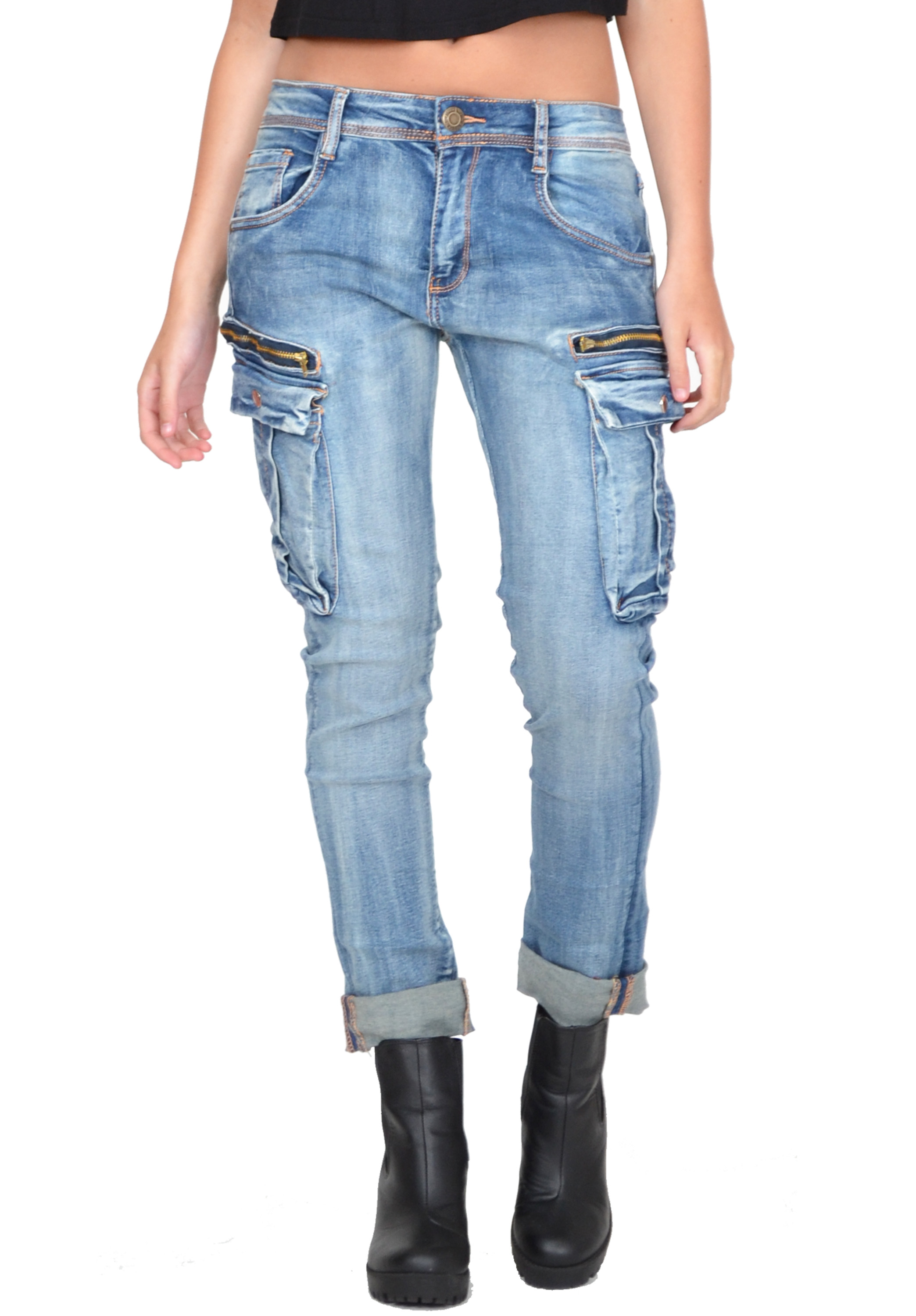 cargo denim jeans women's