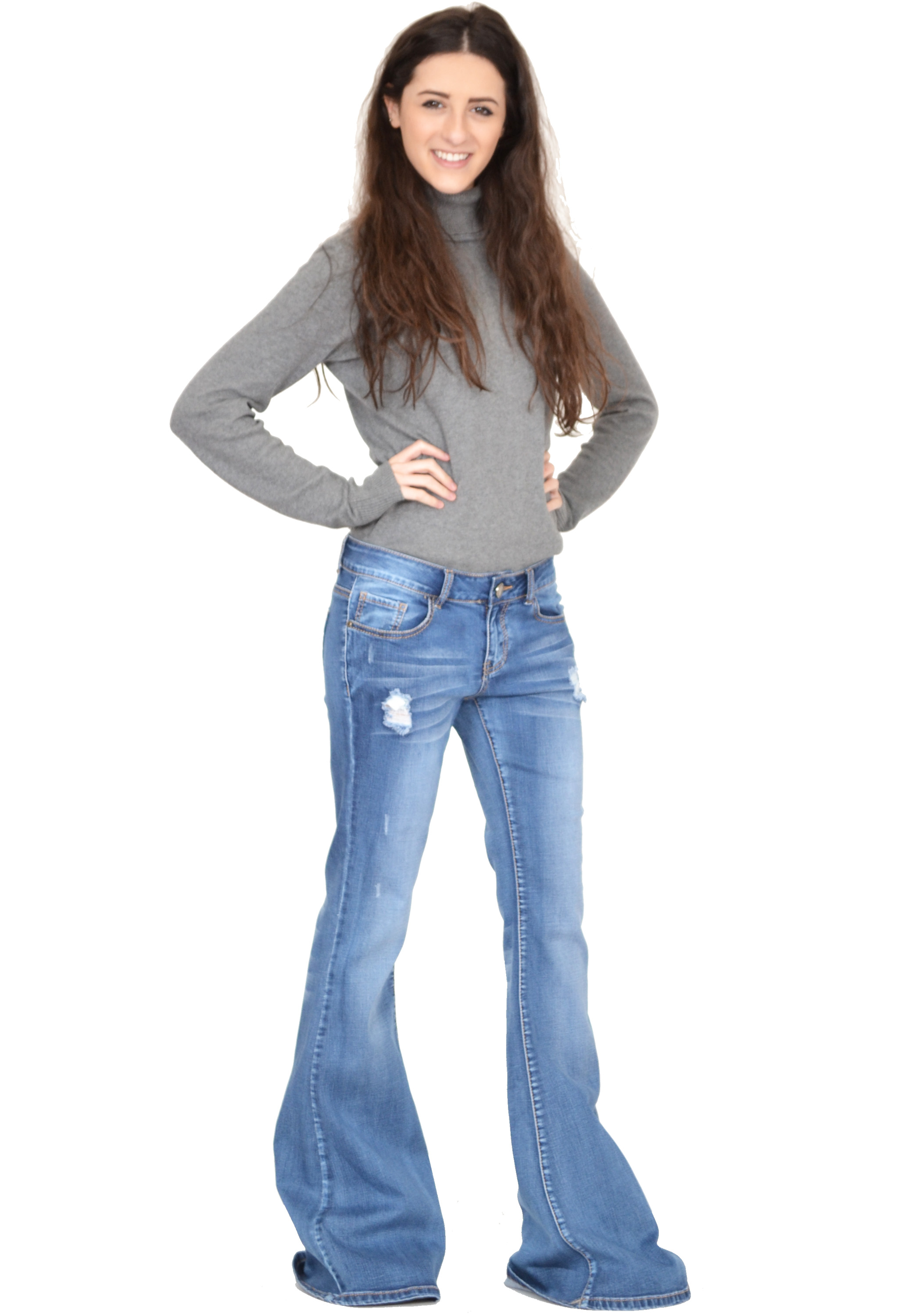 60s 70s Ripped Distressed Blue Faded Bell Bottoms Denim Flares Wide
