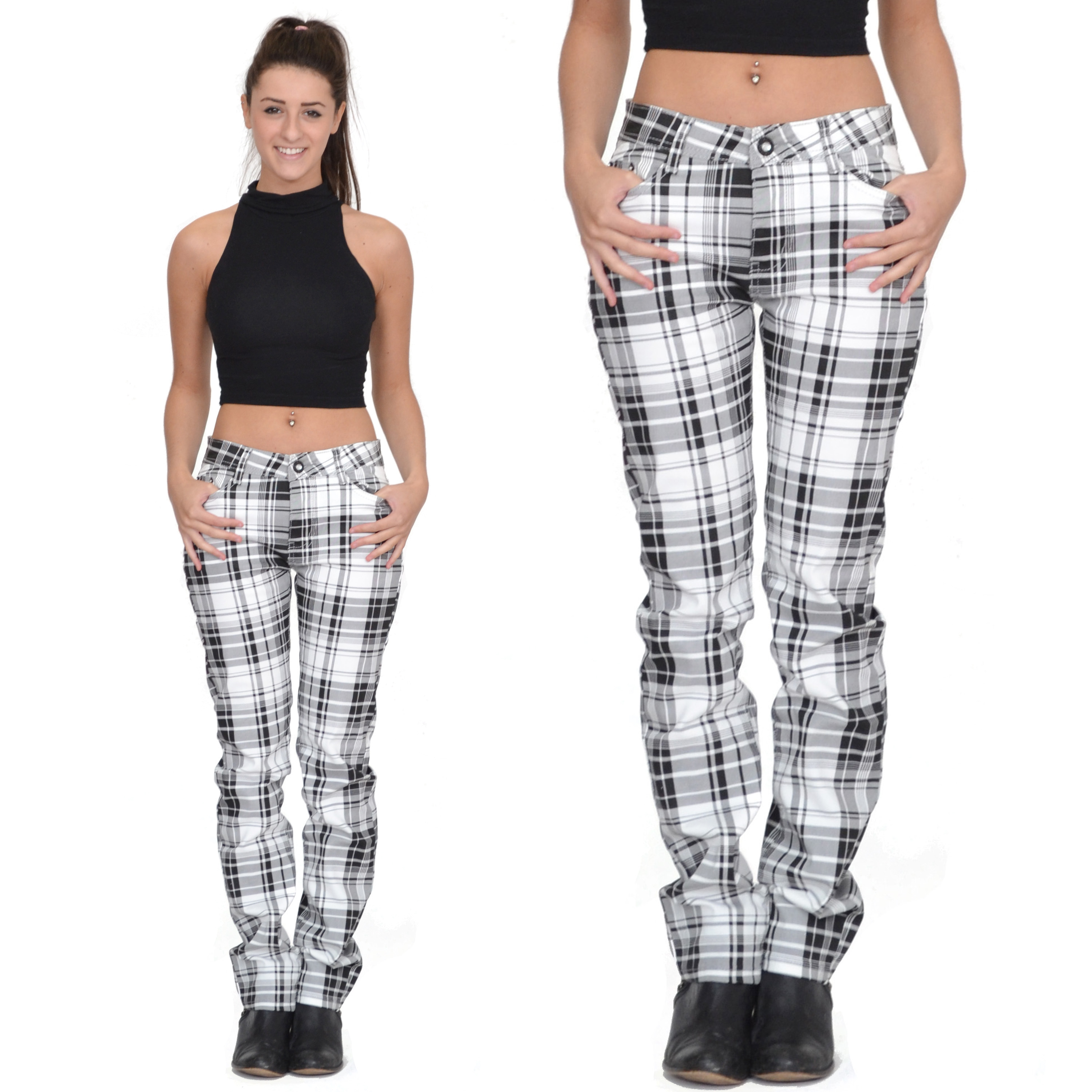 plaid skinny pants