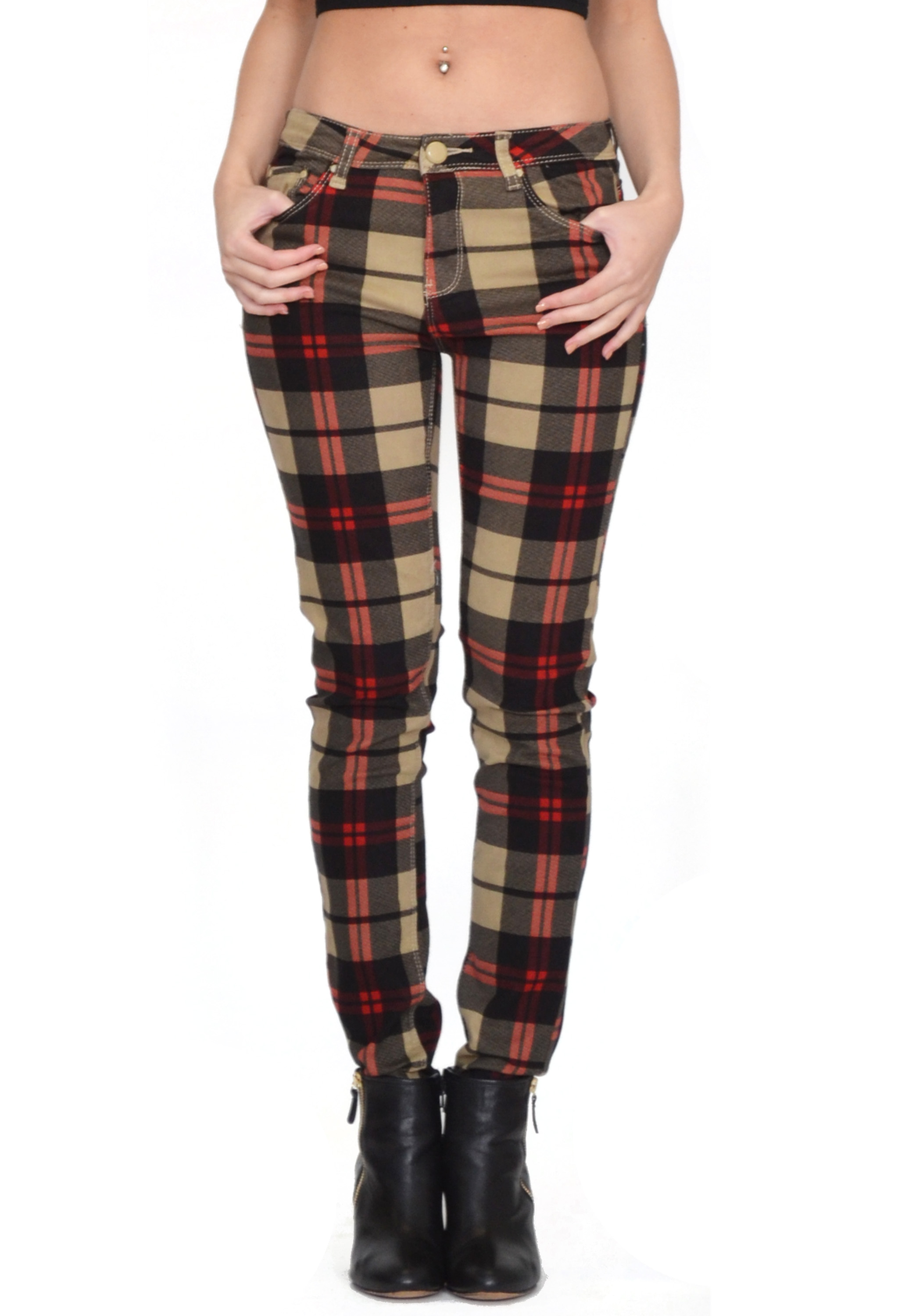 red tartan pants