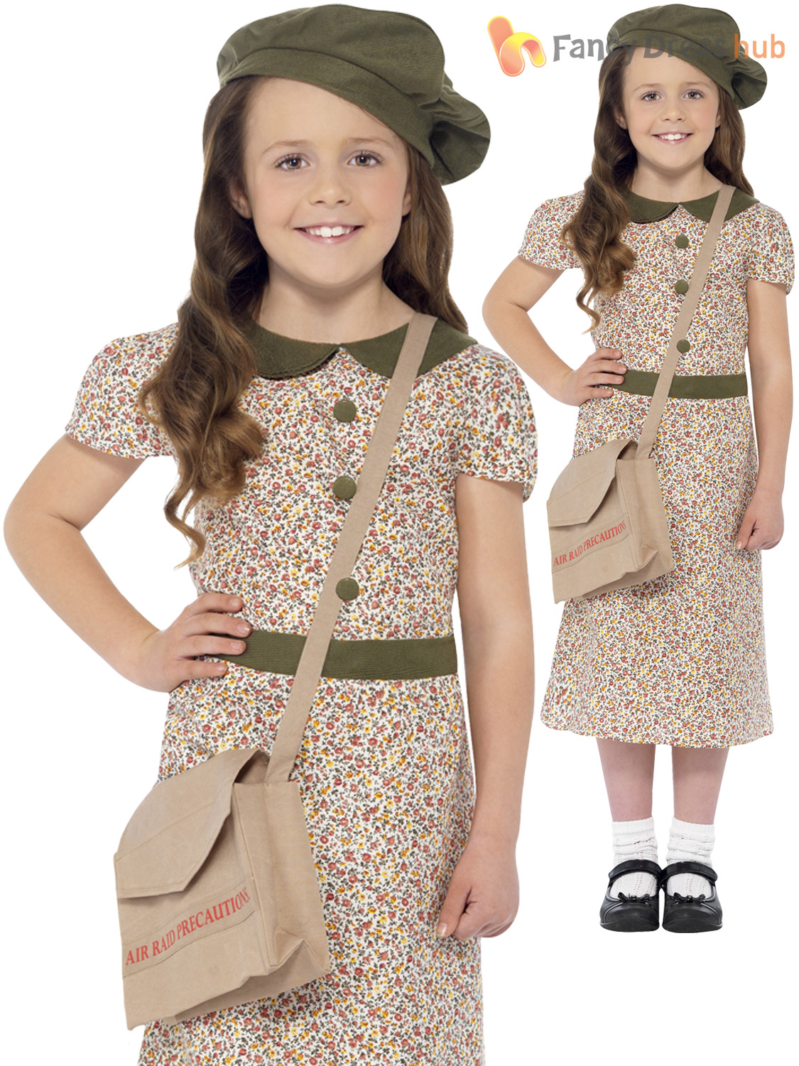 1940s WW2 School Child Girl Boys Wartime Costume Kids Fancy Dress Book World War