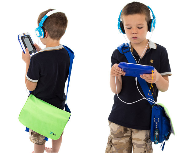 Kids Messenger Satchel School Bag + DJ Headphones for Apple iPad Mini