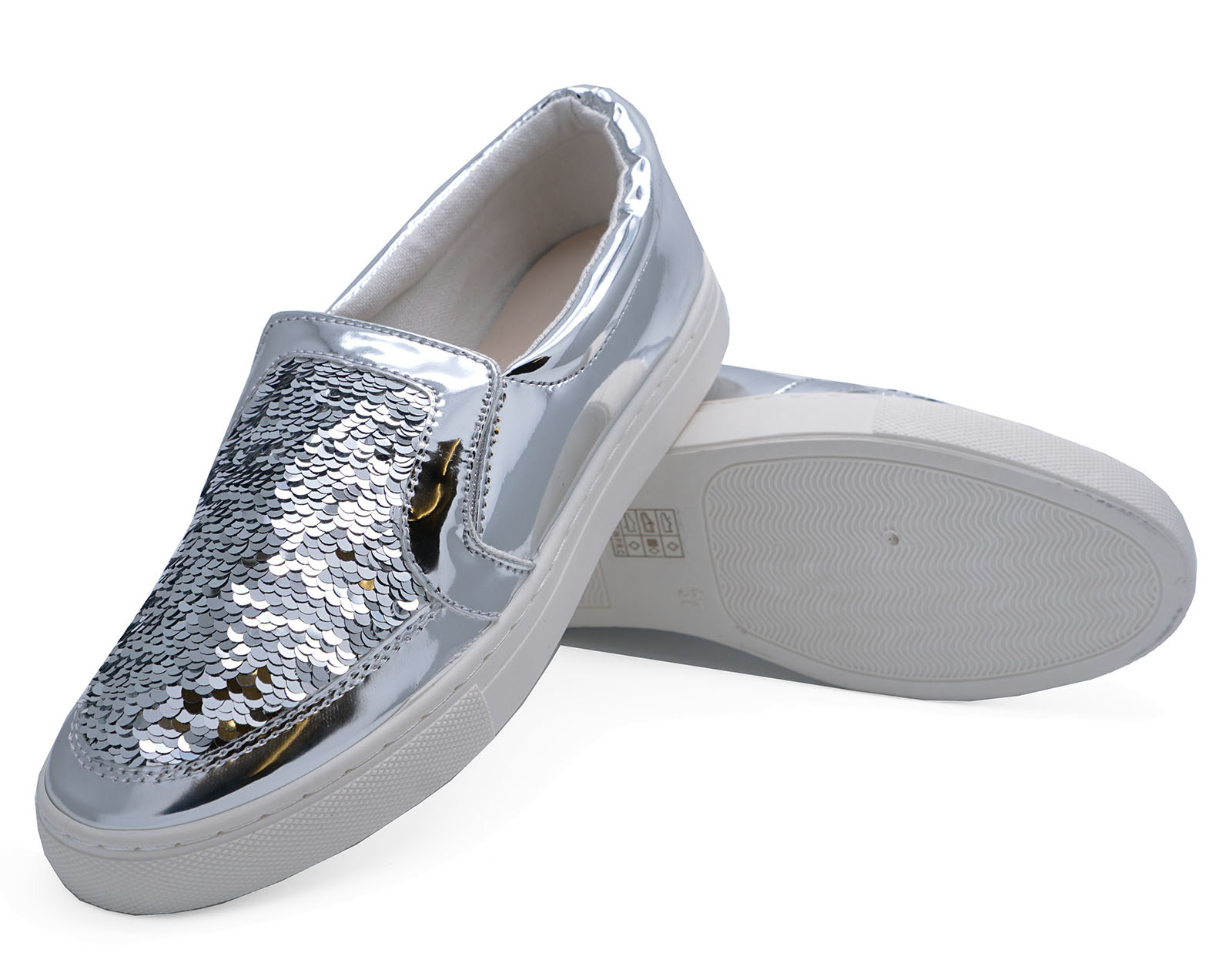 silver slip on trainers uk