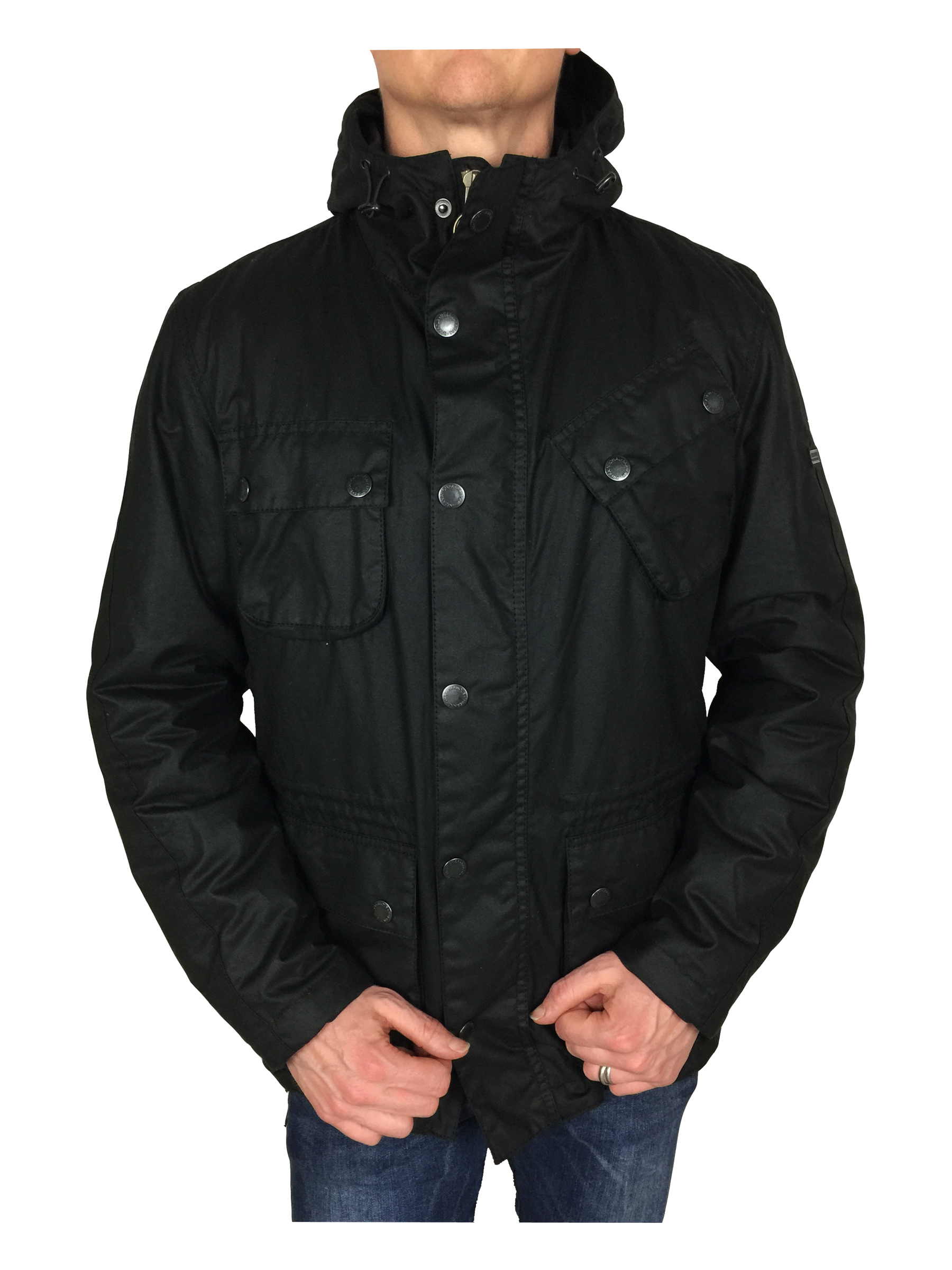 Barbour International Mens V Tech Wax Jacket in Black eBay