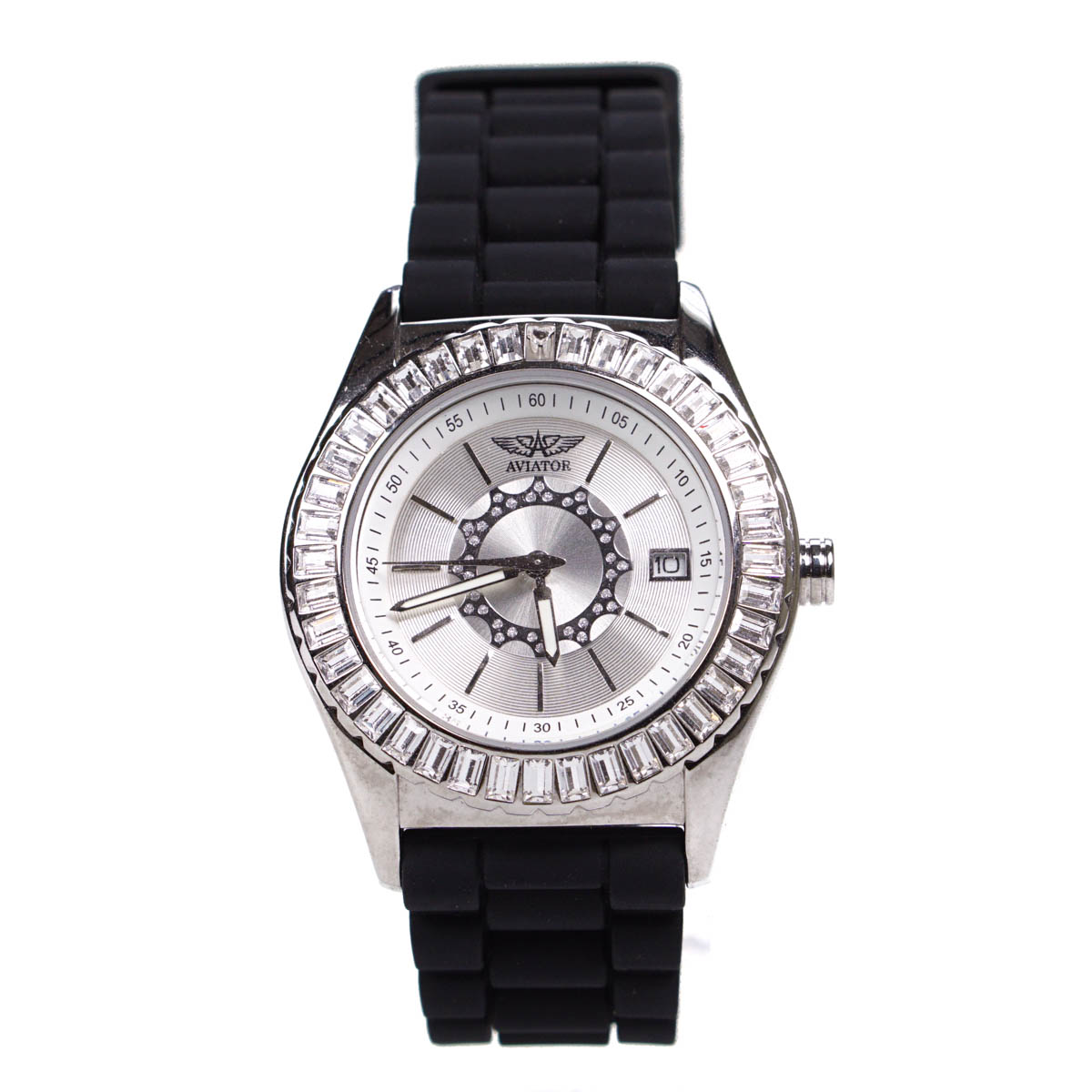 Aviator Ladies Crystal Watch AVW2712L06 Changeable Black & White Rubber