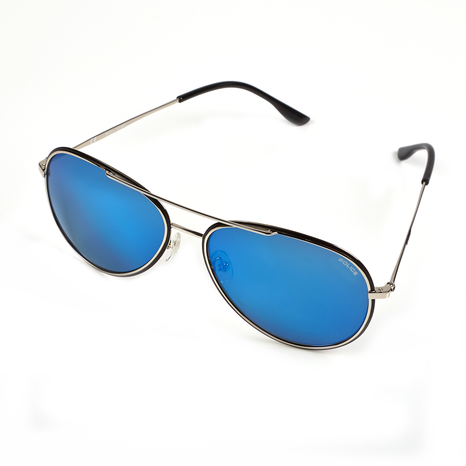 Police S8299 583b Silver Frame Blue Mirror Lens Aviator Sunglasses With Case Ebay 7190