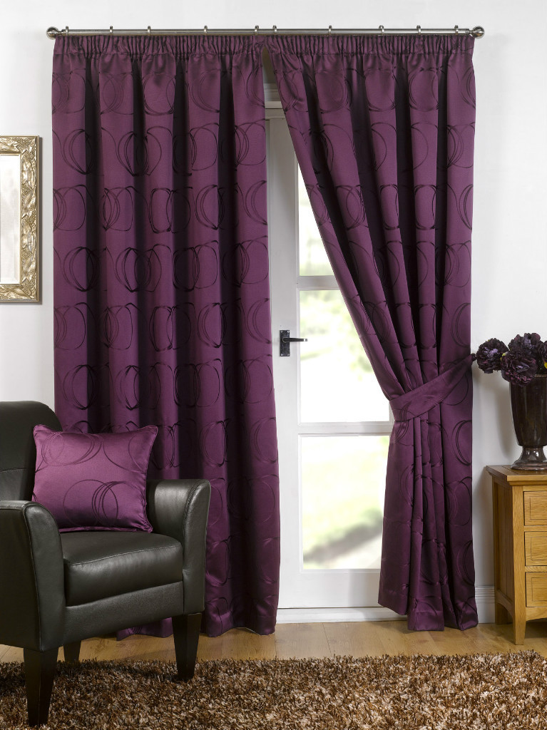 Aubergine coloured curtains