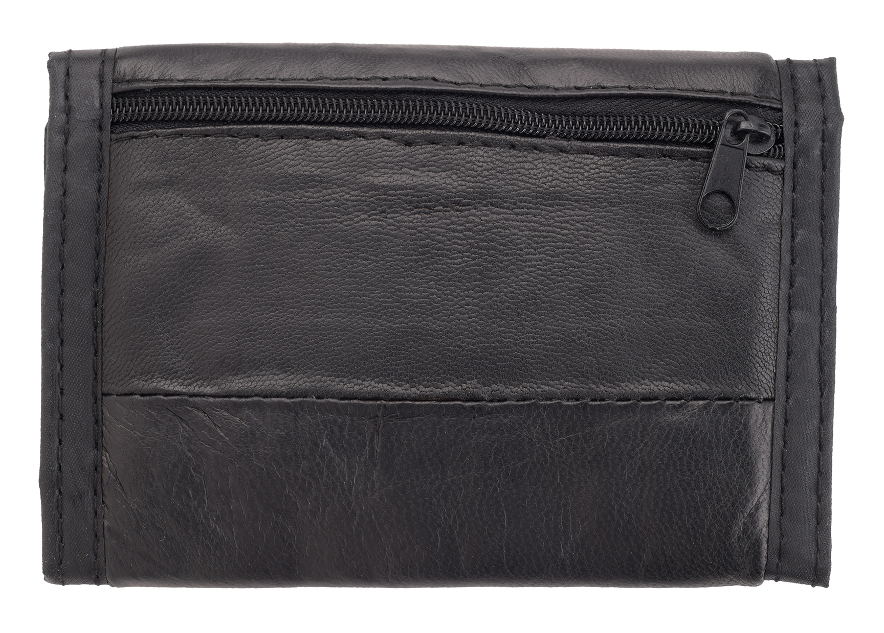 Mens Boys Genuine Real Nappa Leather Ripper Wallet Purse Black Zipped Pocket