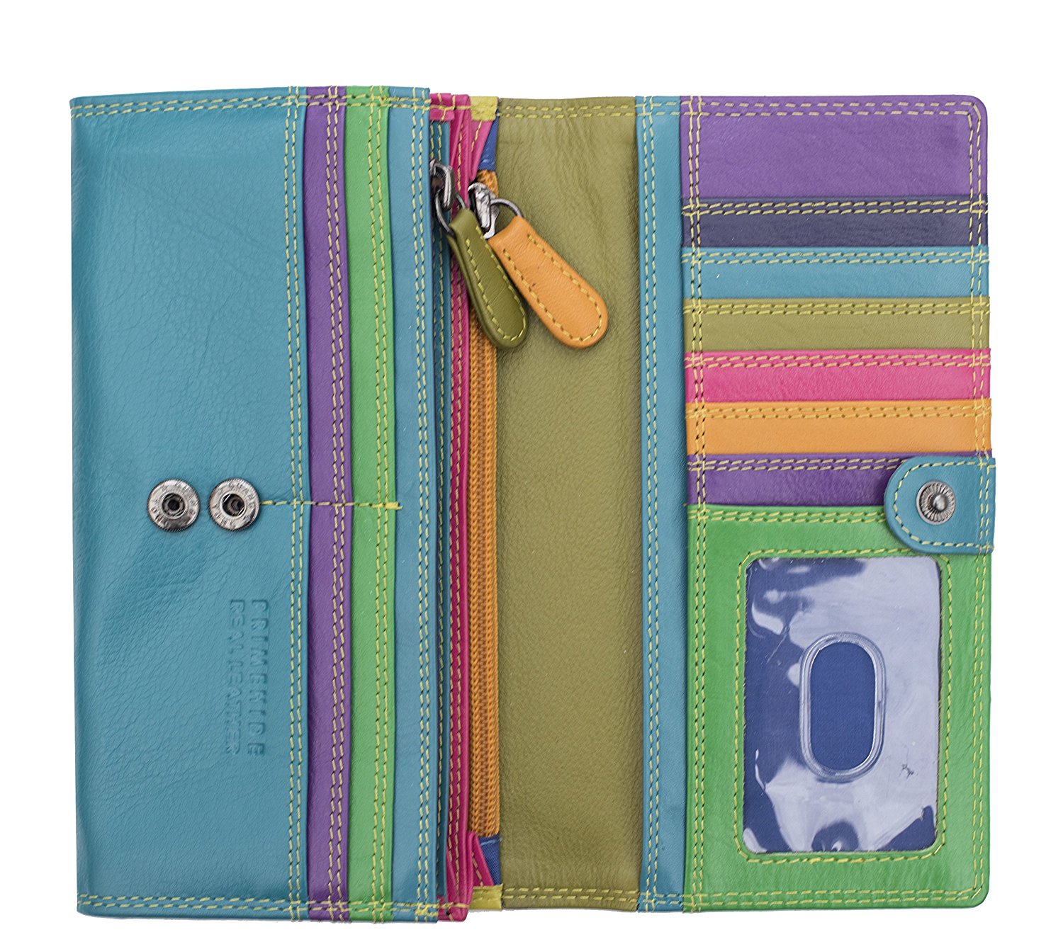 Ladies Multicolour Envelope Purse with Zipped Rear Section RFID Blocking