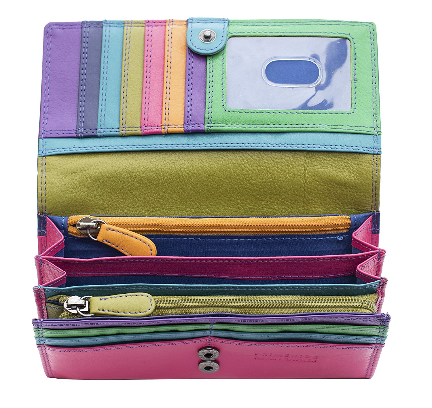 Da Donna in Pelle RFID Blocco Busta Borsetta con zip sezioni verde e rosso