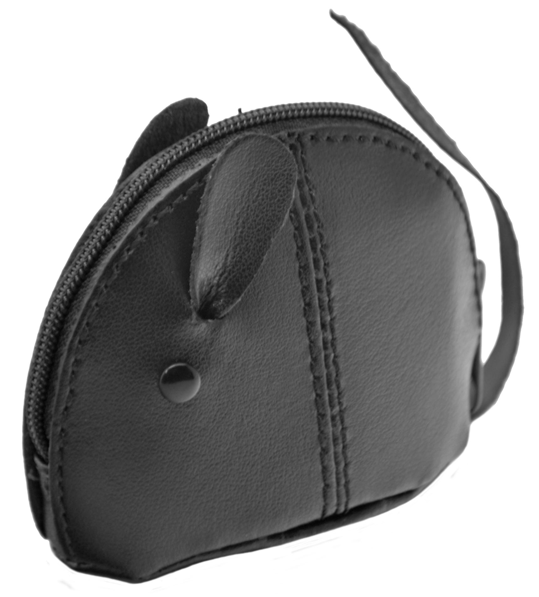 Childs Kids Genuine Real Leather Animal Zip Top Coin Purse Black Red Tan Brown