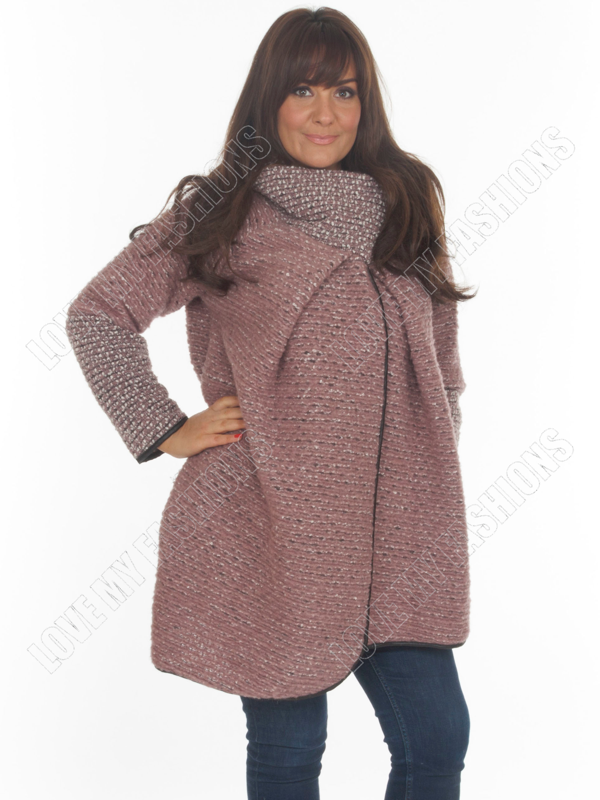 New Womens Italian Lagenlook Cape Winter Knitted Jacket Coat Plus Size