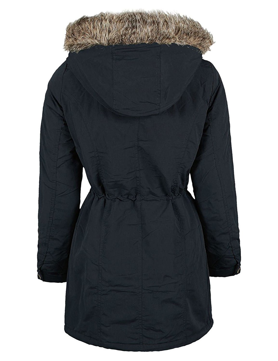 Ladies Cotton Parka Fur Trim Hooded Long Sleeve Winter Hooded Jacket Size 8 24