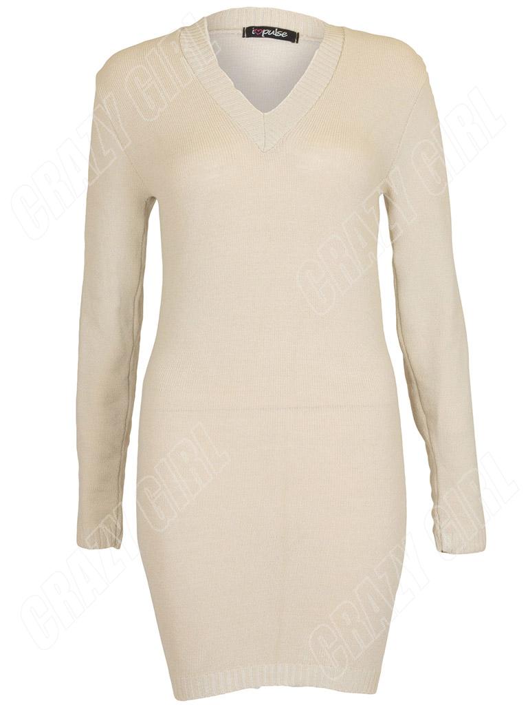 knitted v neck jumper dress