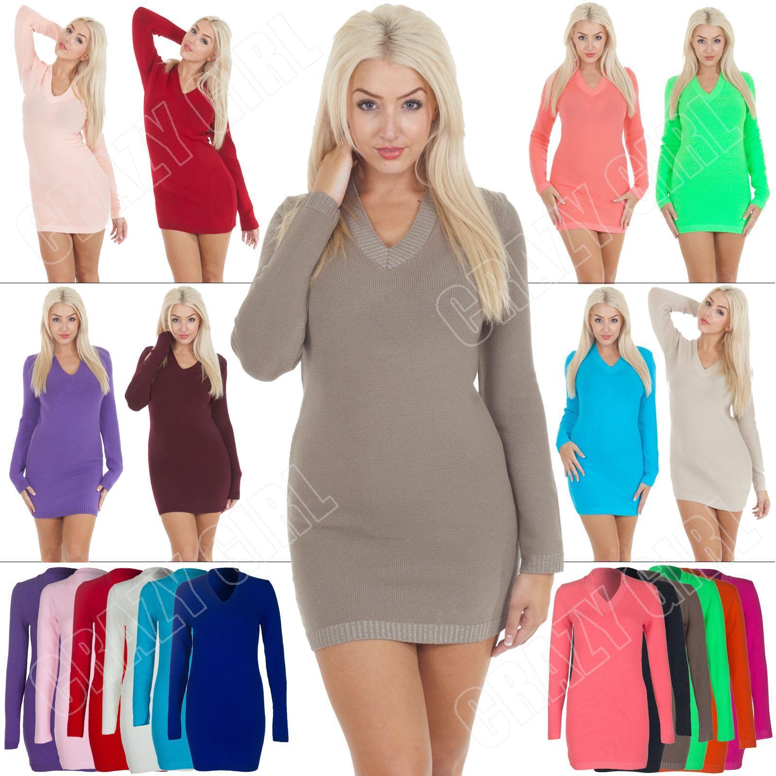 knitted v neck jumper dress