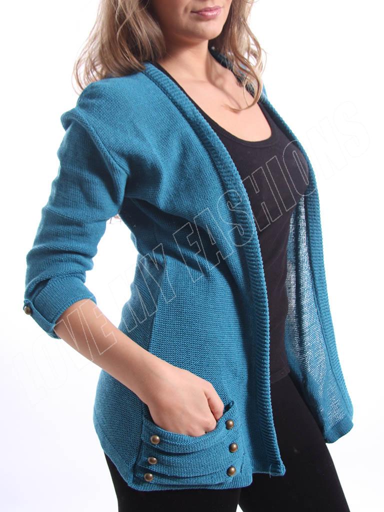 New Womens Ladies Knitted Boyfriend CARDIGAN 14 Button size 8-10-12-14 S M L XL | eBay