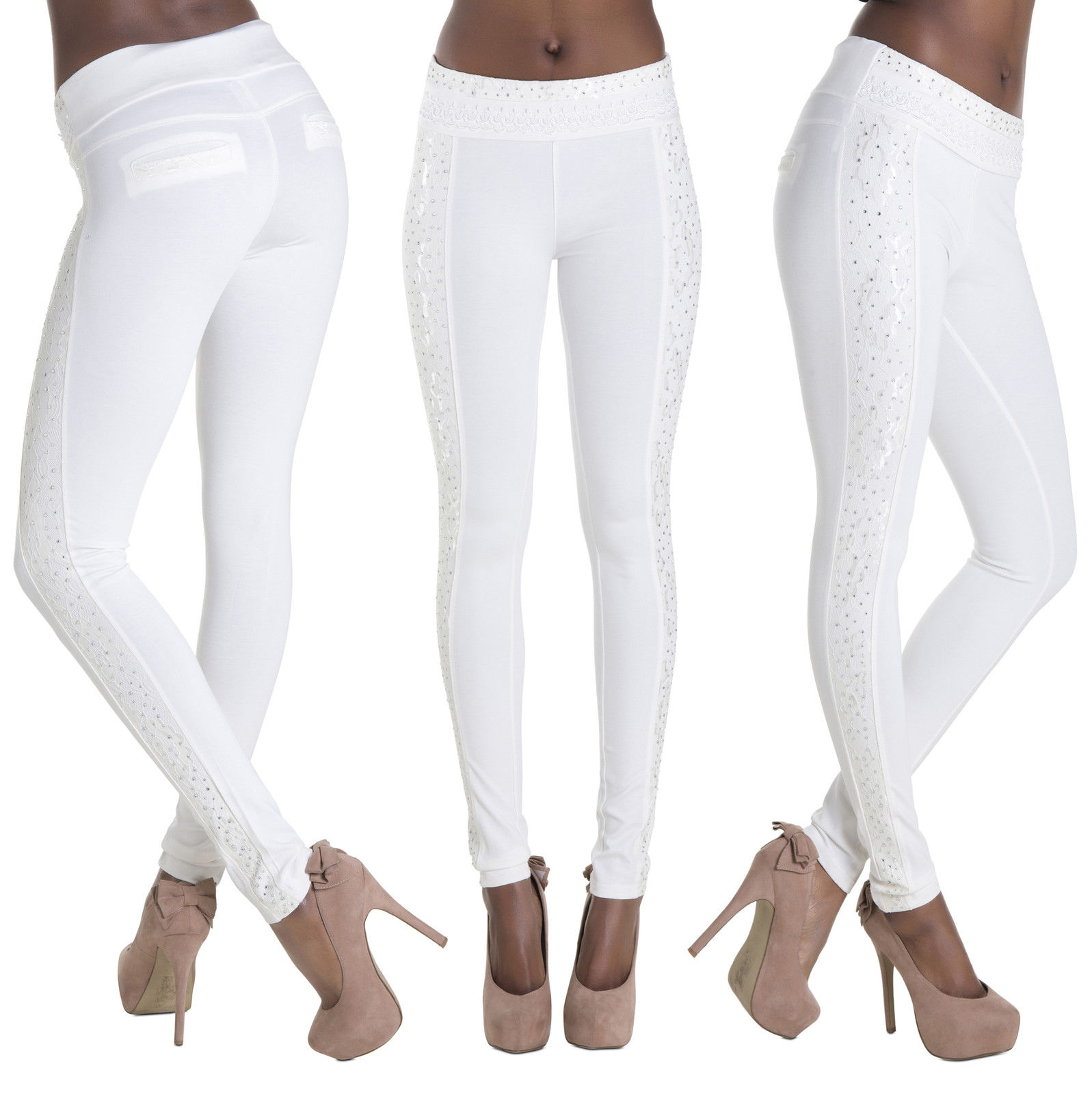 white lace trousers