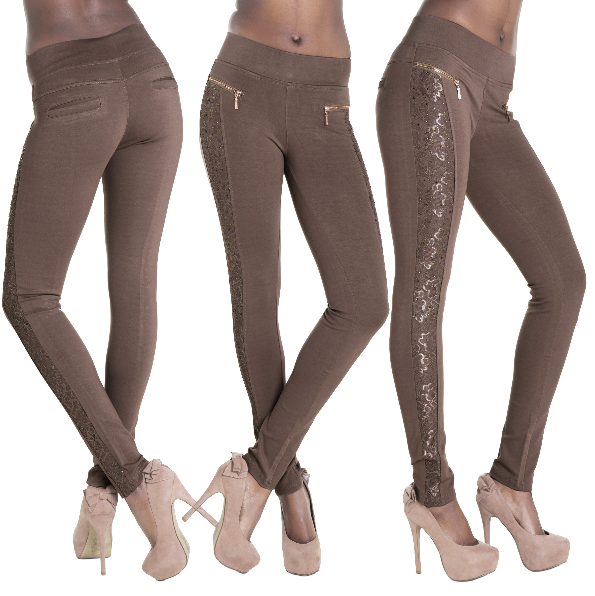 Beige high waisted leggings Try black high waisted leggings or white high waisted leggings to keep your stems lookin' slim! For short women's leggings, why not try slimming, petite leggings? Short girls should be careful about womens capri leggings, like crop leggings or short leggings! Tall girls, on the other hand, can rock black cropped leggings or white capri leggings.