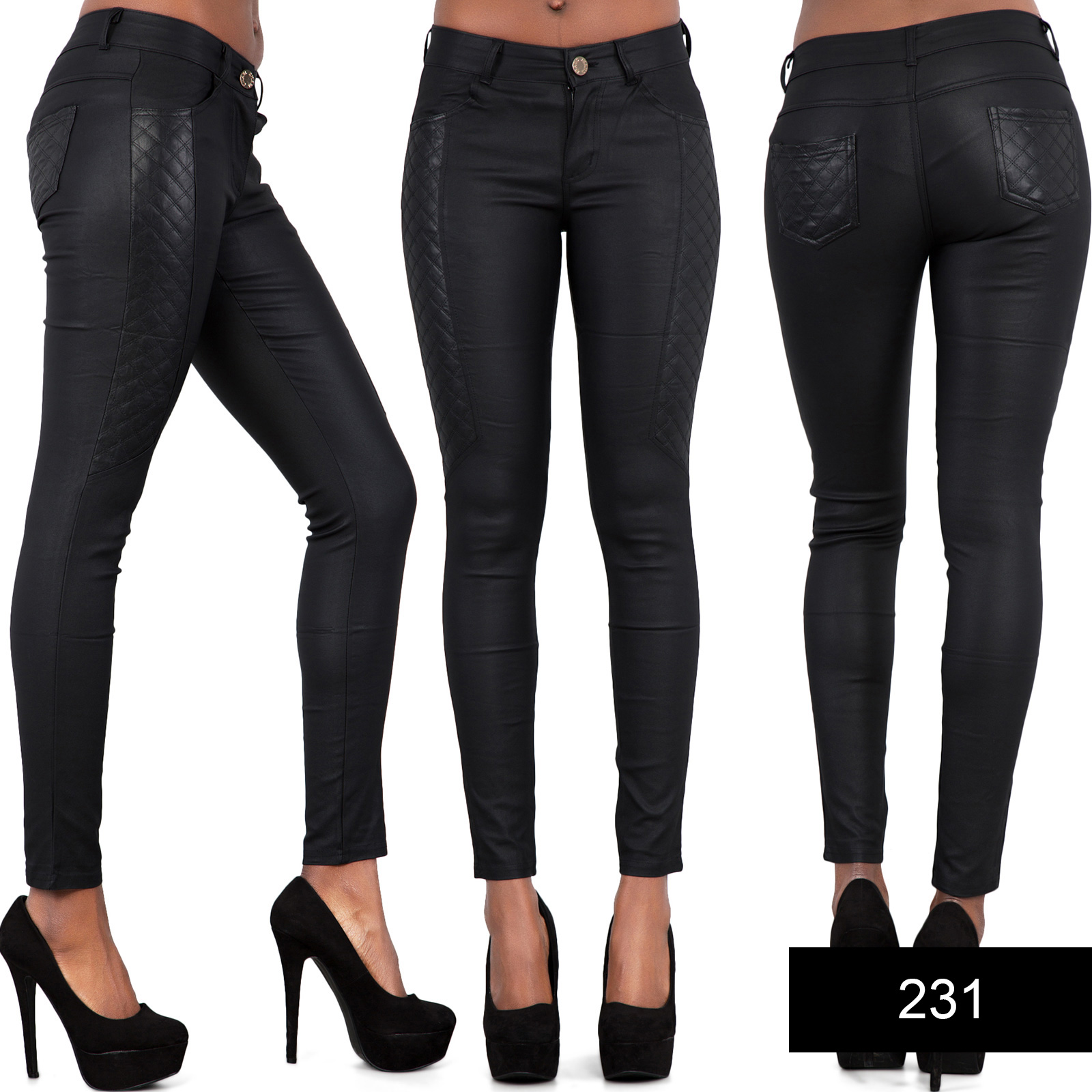 leather look jeans