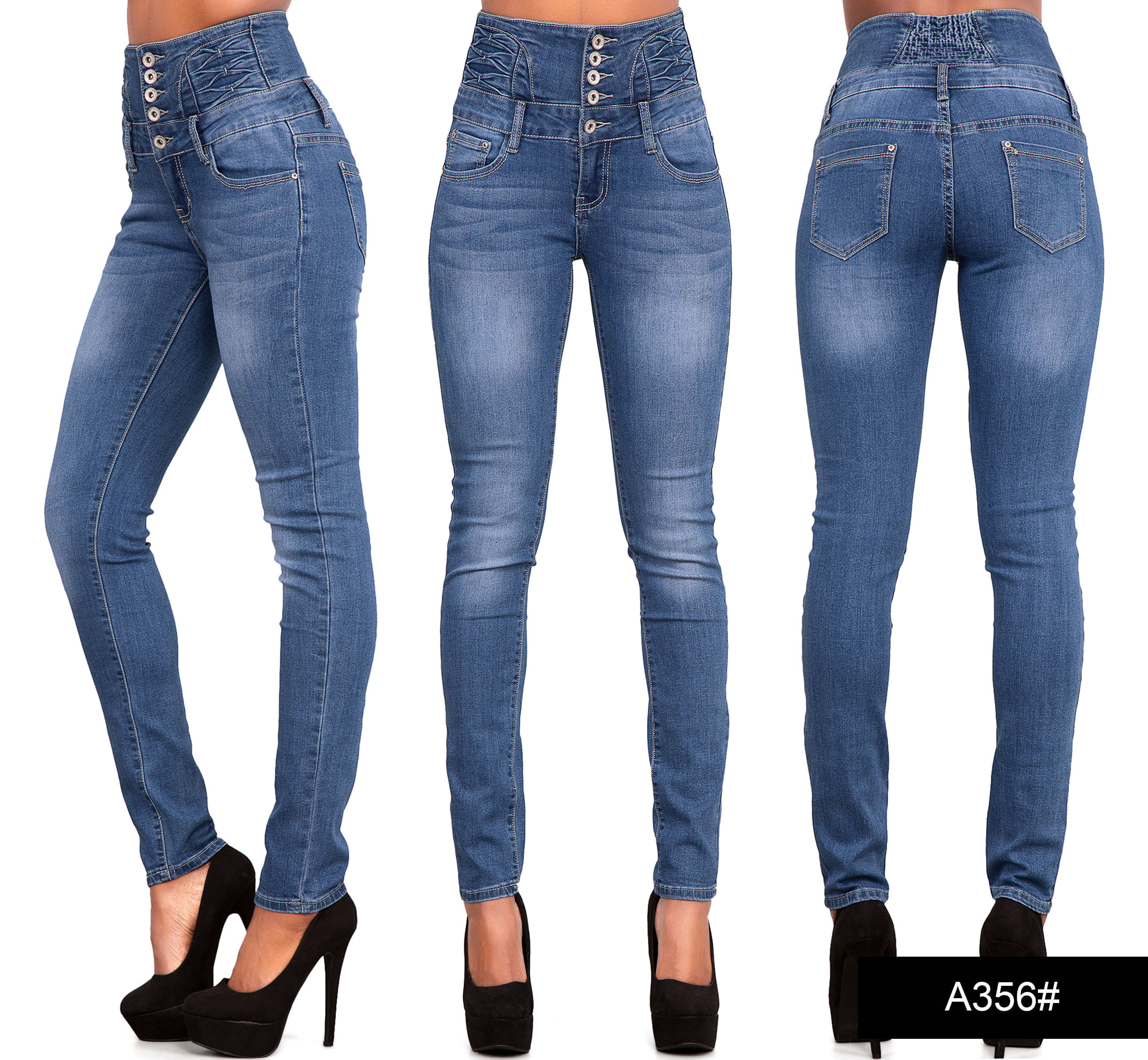 Womens Ladies Sexy High Waist Skinny Jeans Blue Stretch Denim Size 6 16 