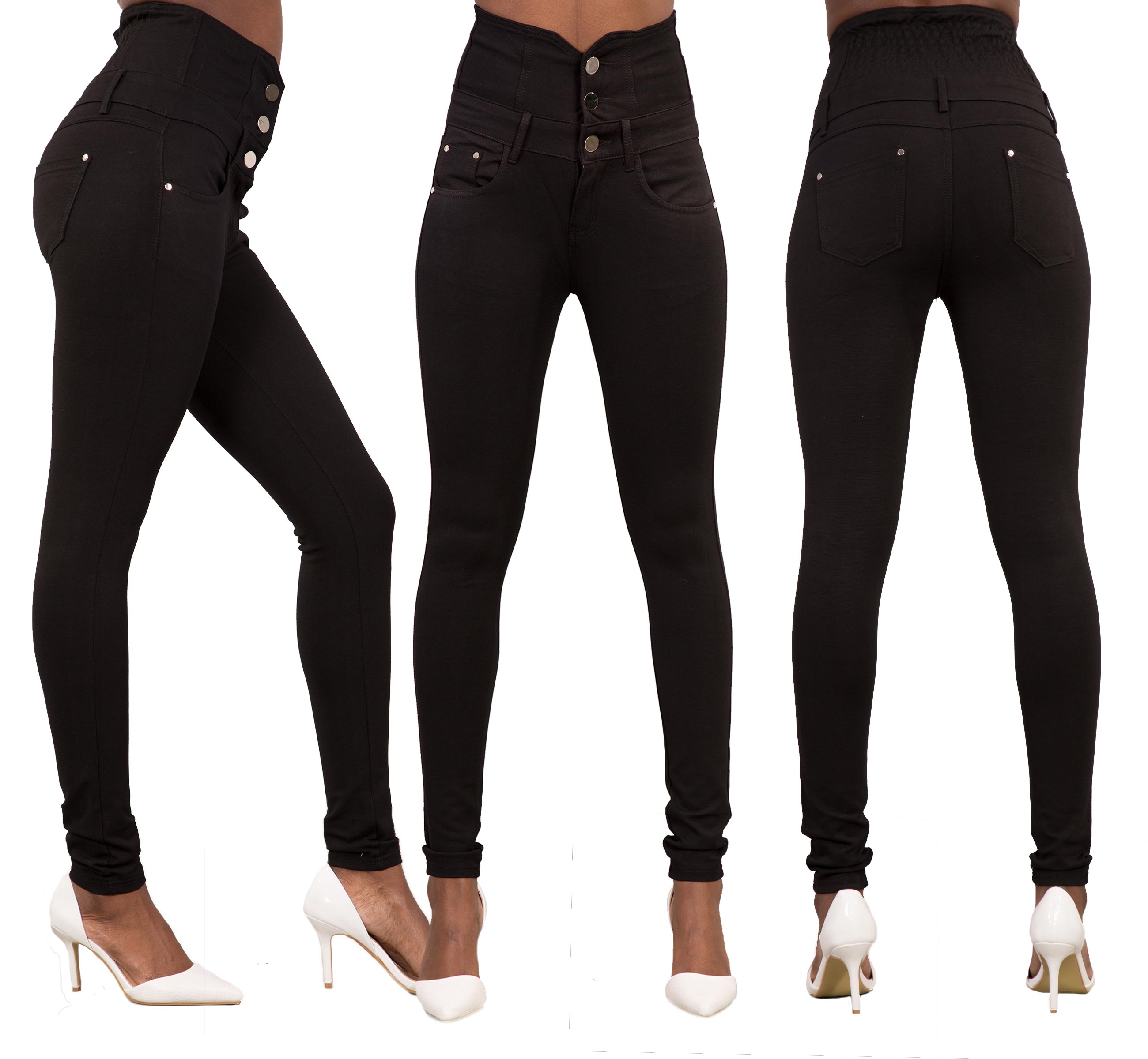 new-women-5-colour-high-waist-pants-skinny-fit-jeans-stretchy-trousers