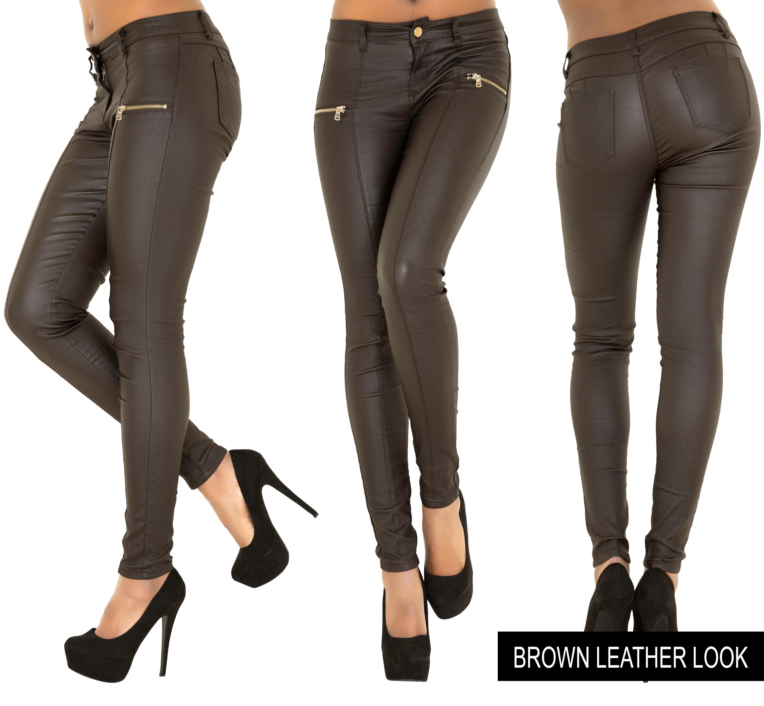 petite leather look jeans