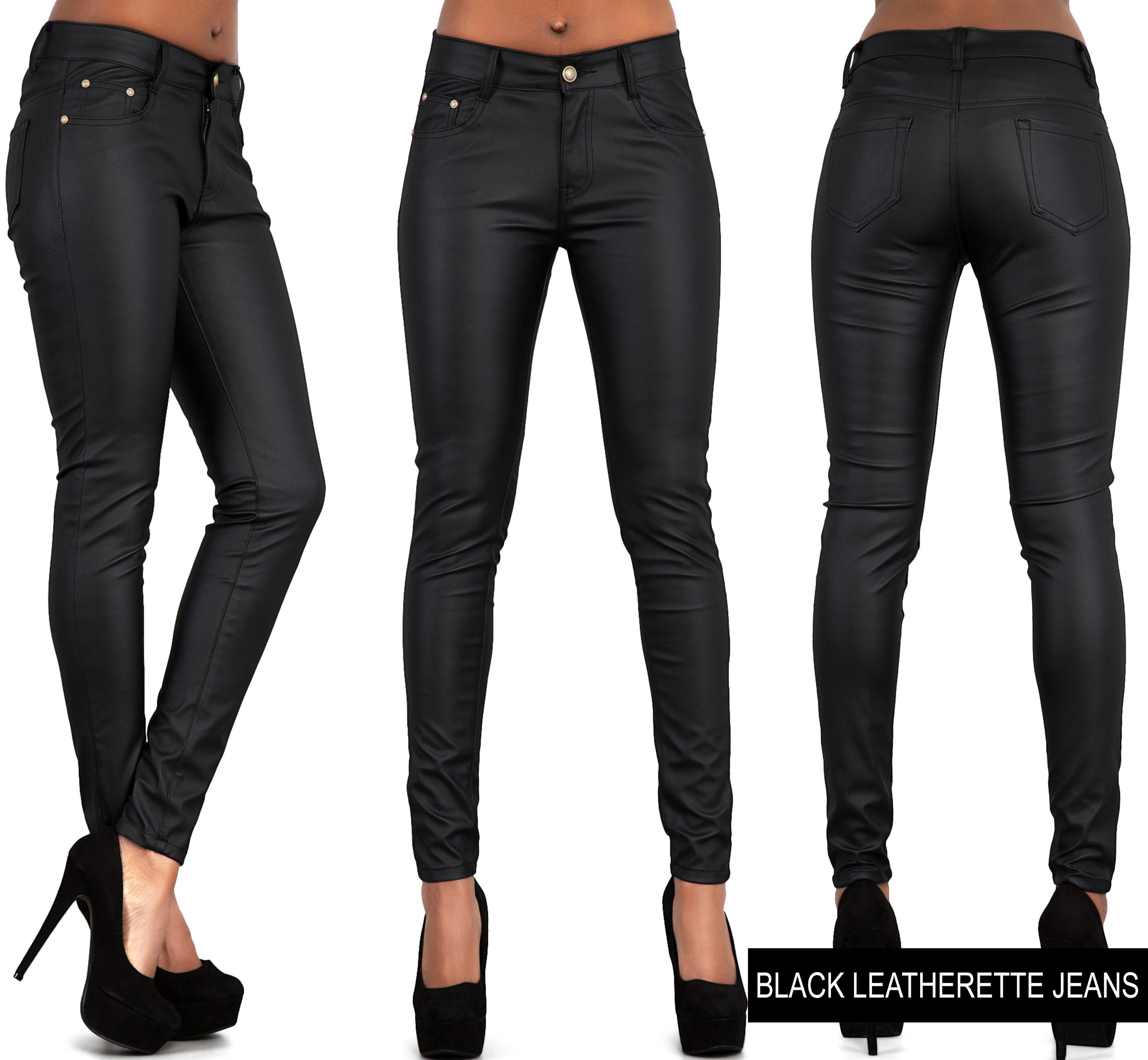 leather look jeans